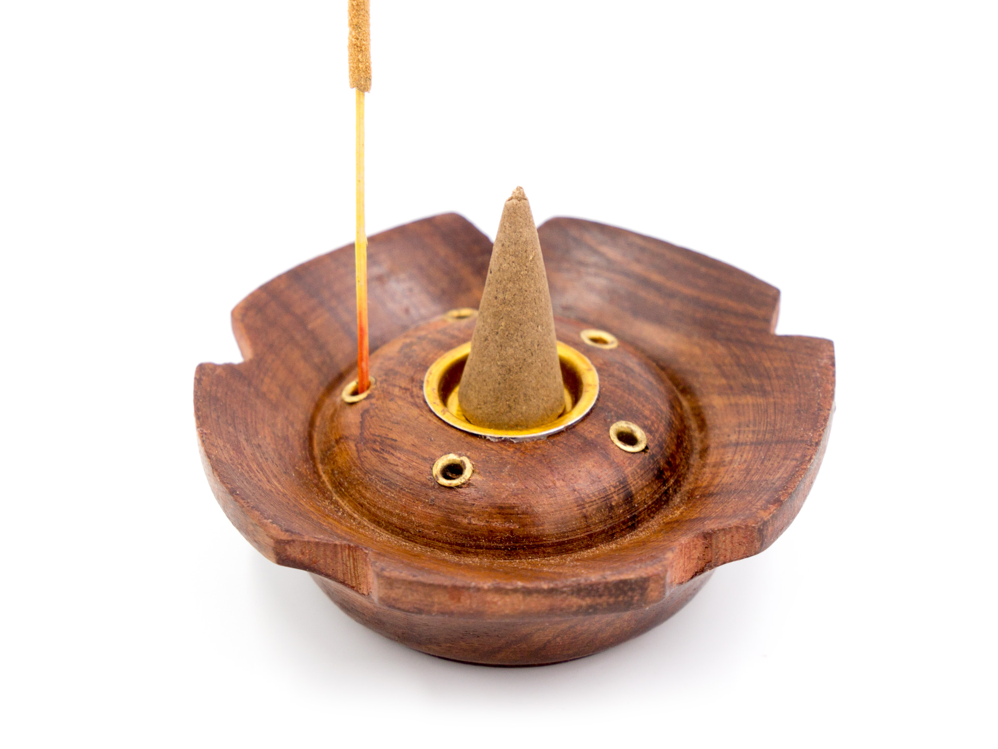 Räucherkegelhalter aus Sheesham-Holz (Lotus) (LX1538)