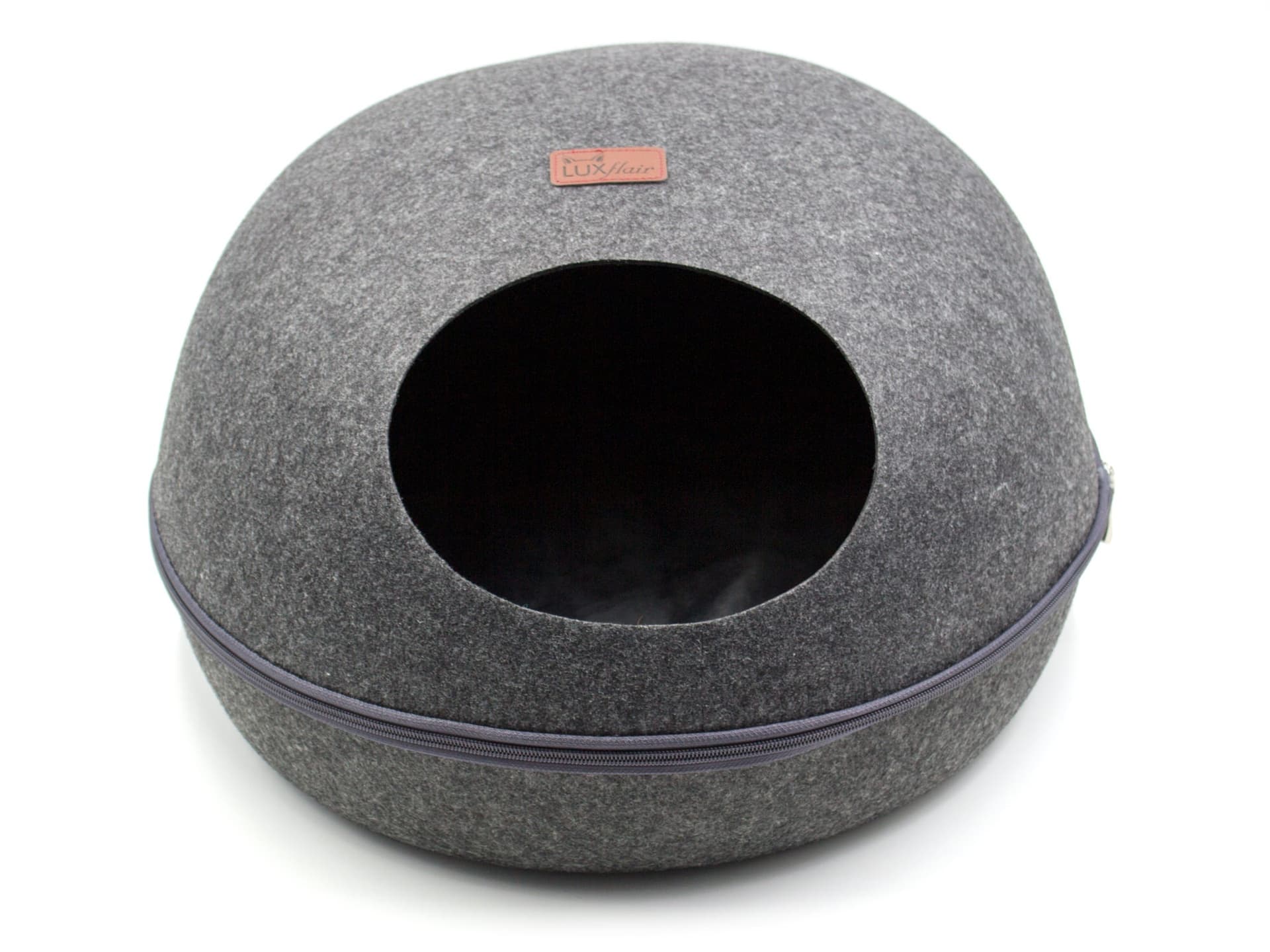Oval designer felt cat cave in dark grey Oval designer felt cat cave in dark grey