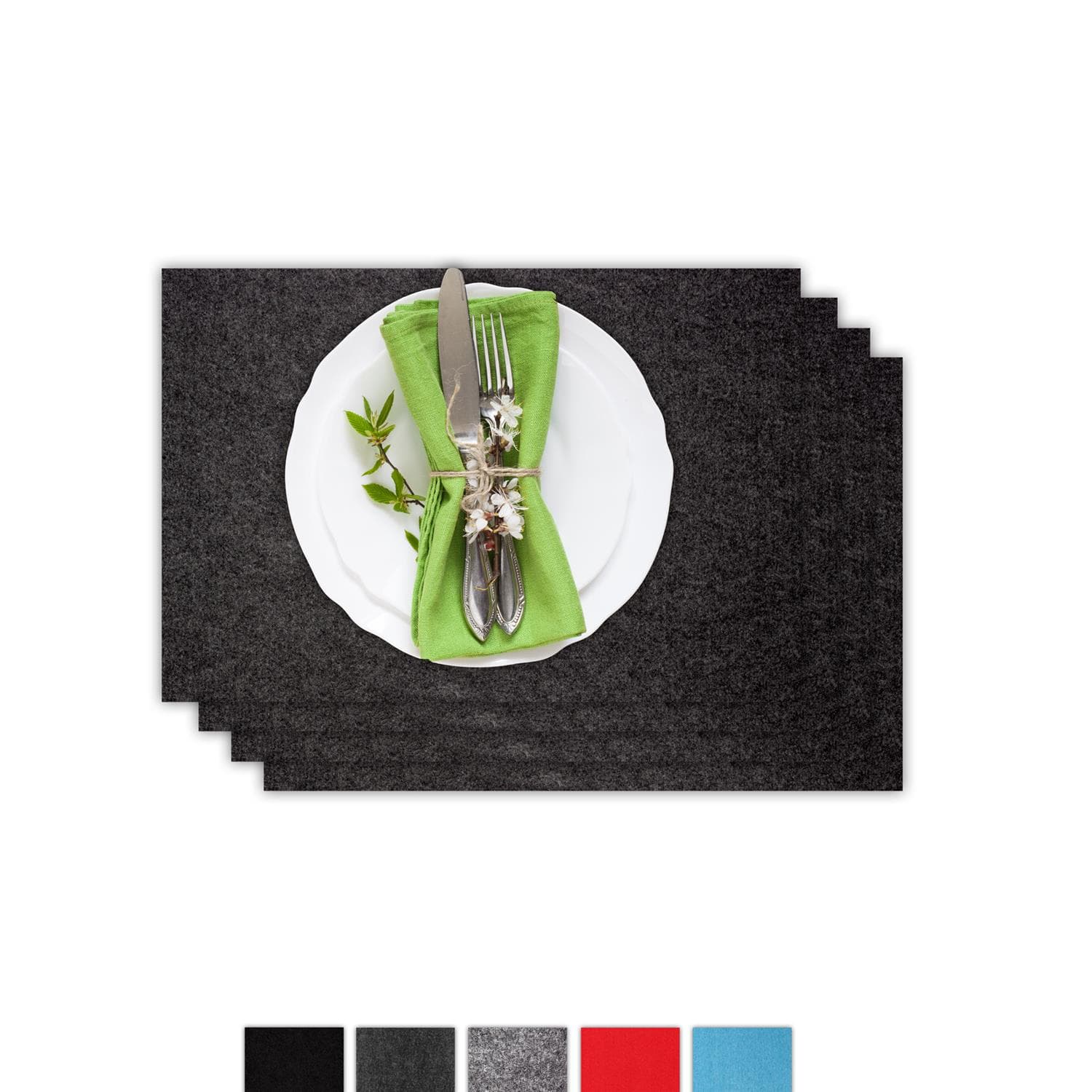 Square felt placemat set of 4 anthracite