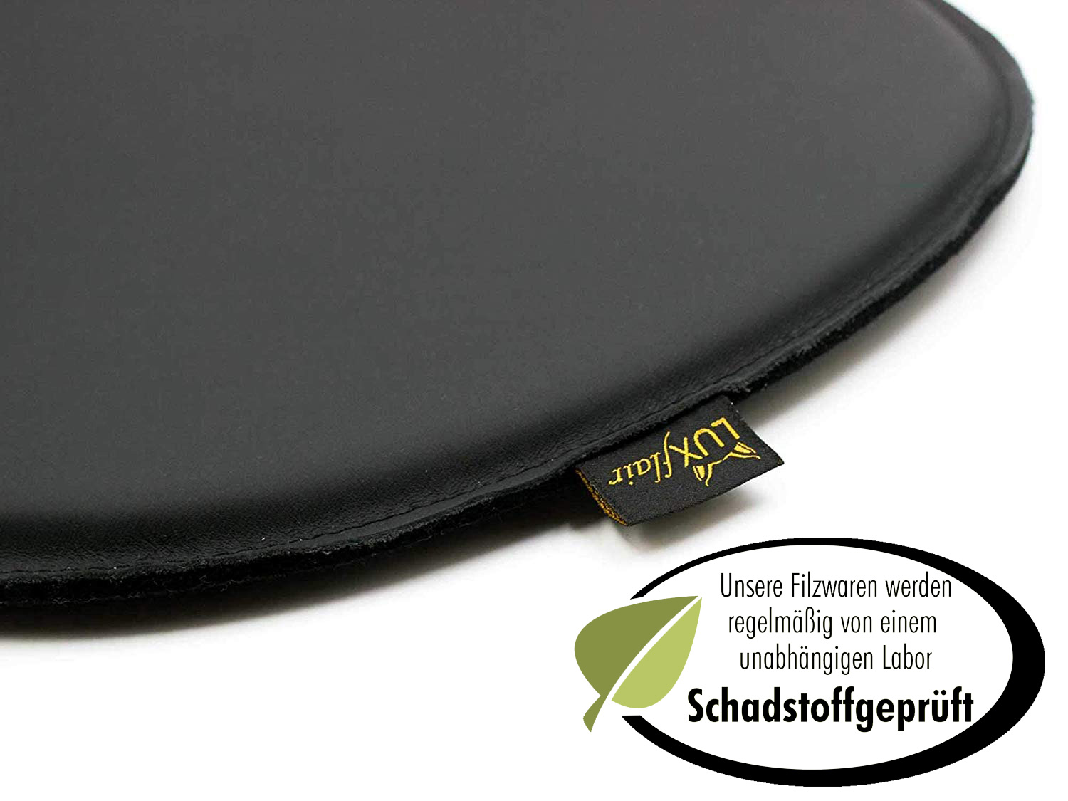 Sitzkissen oval Filz-Kunstleder in schwarz (LX2030)