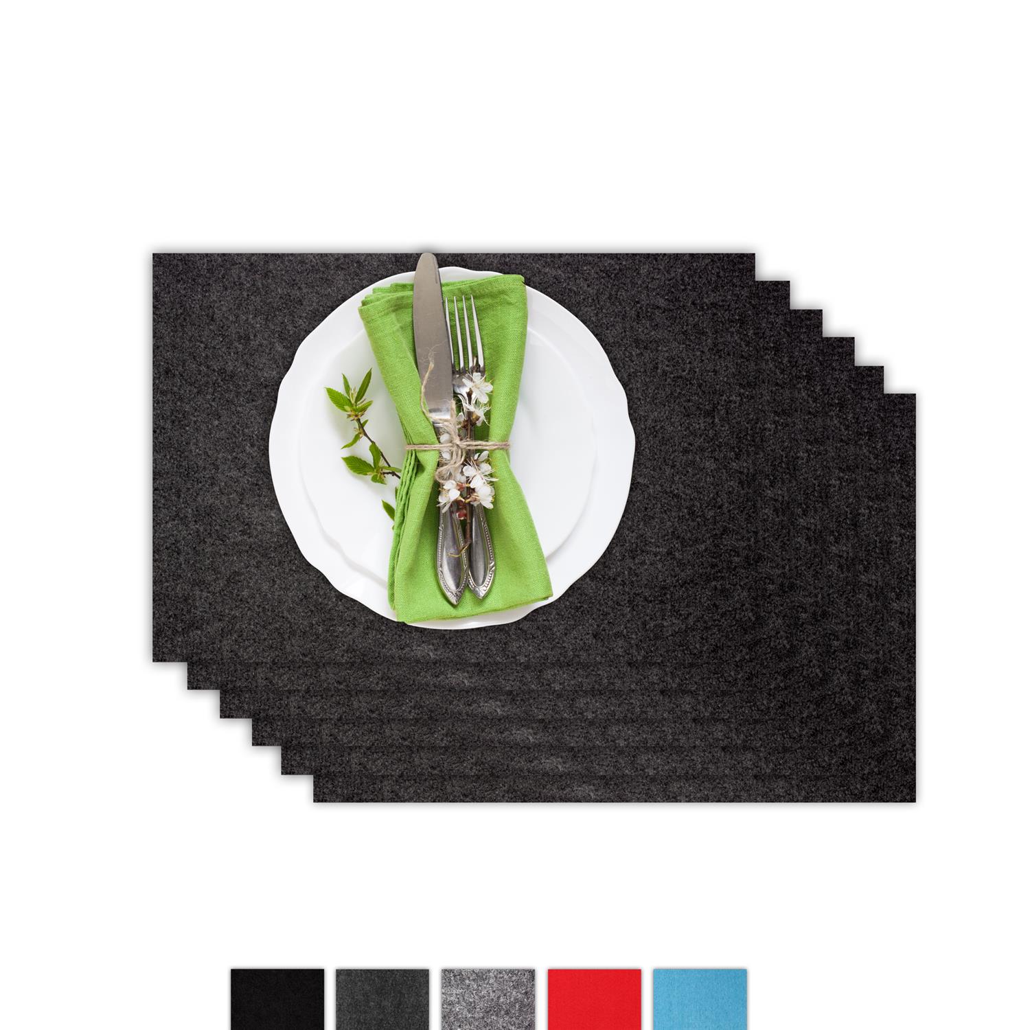 Square felt placemat set of 6 anthracite