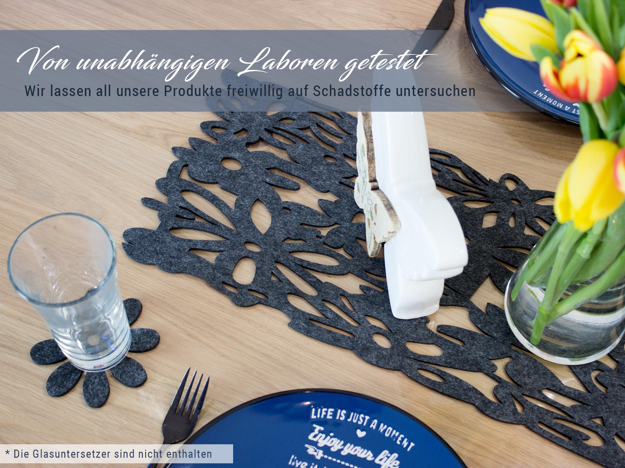Filz Tischläufer "Flora" in anthrazit (LX2018)