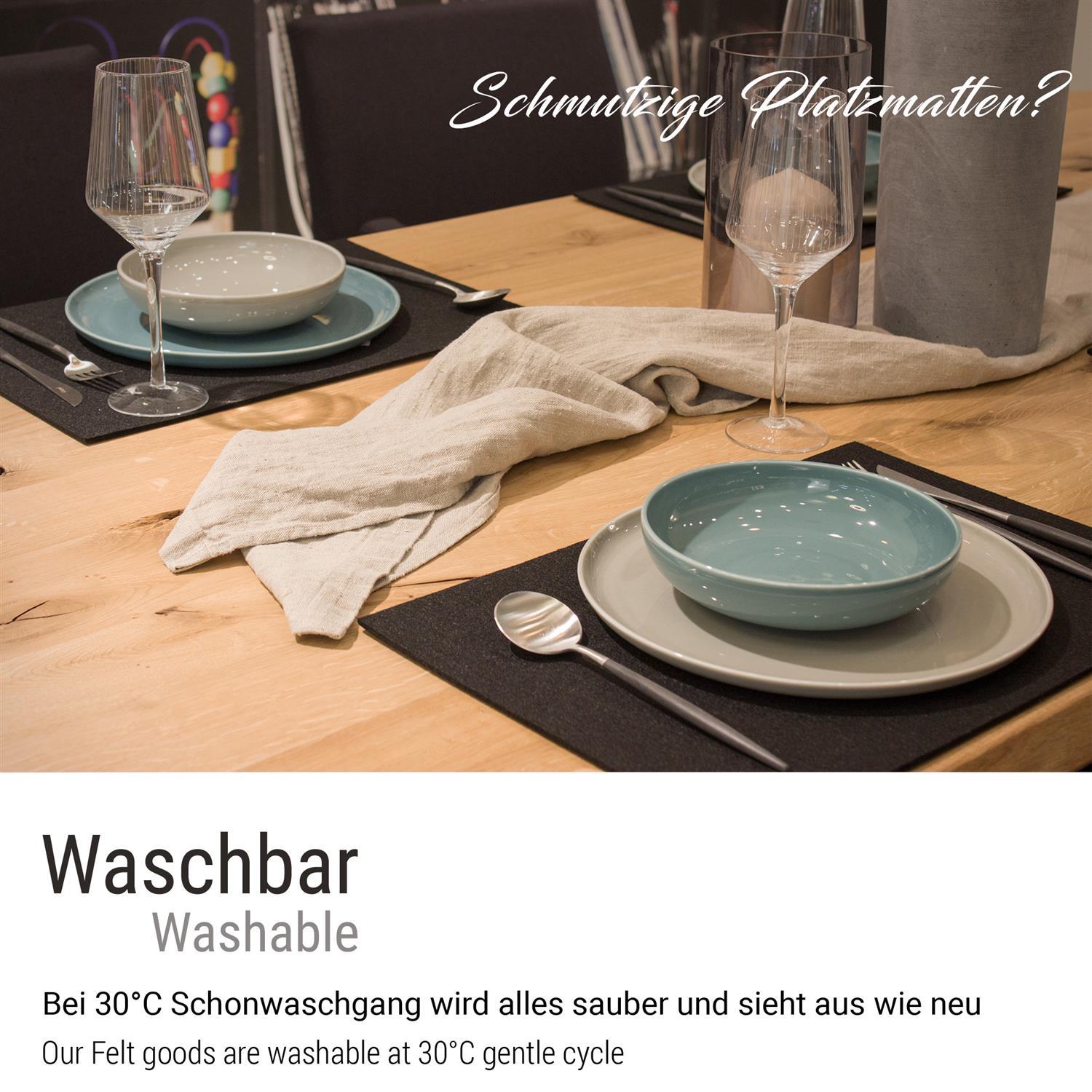 Eckiges Filz-Platzset im 6er Set schwarz (LX1943-6er)
