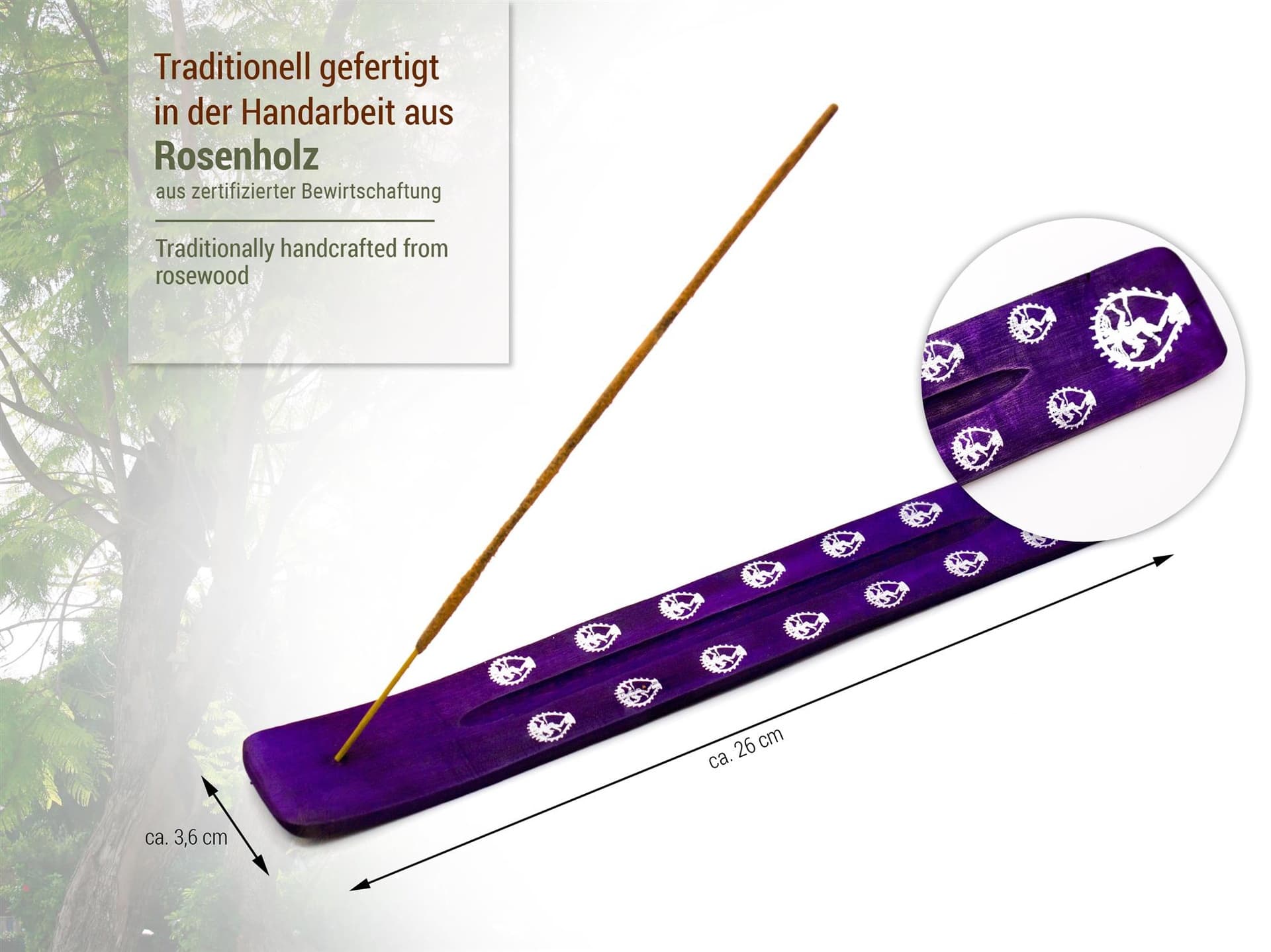 Incense stick holder purple made of sheesham wood