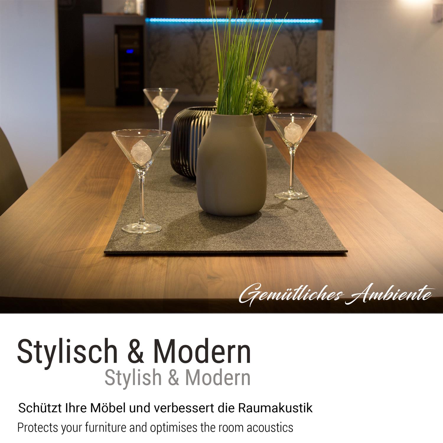 Filz Tischläufer anthrazit CASORO, 40x150 (LX2225-S2)
