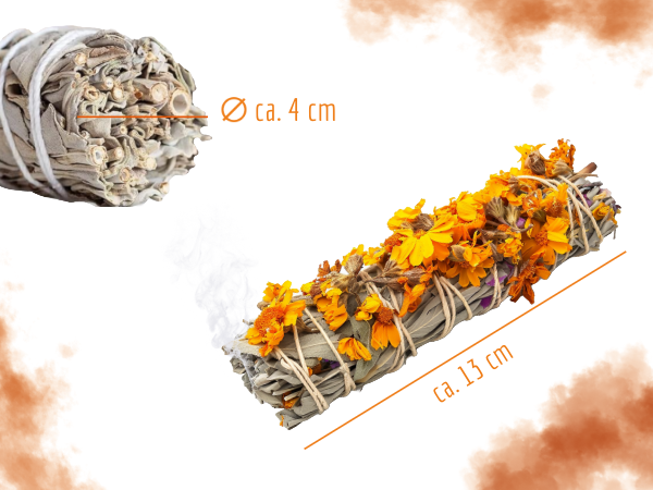 White sage incense bundle - Smudge Stick marigolds
