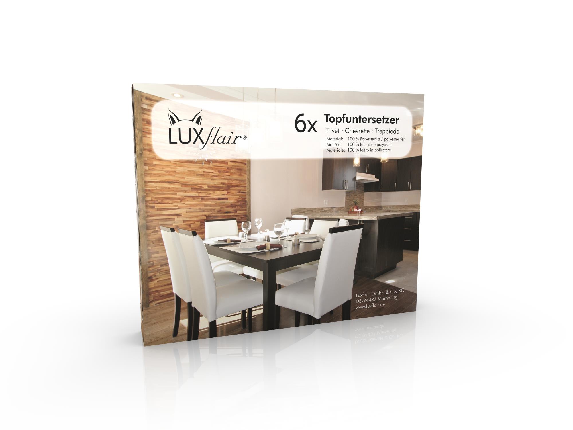 Topfuntersetzer aus Filz in Katzenform, 6er Set, graumeliert und dunkelgrau (LX1505)