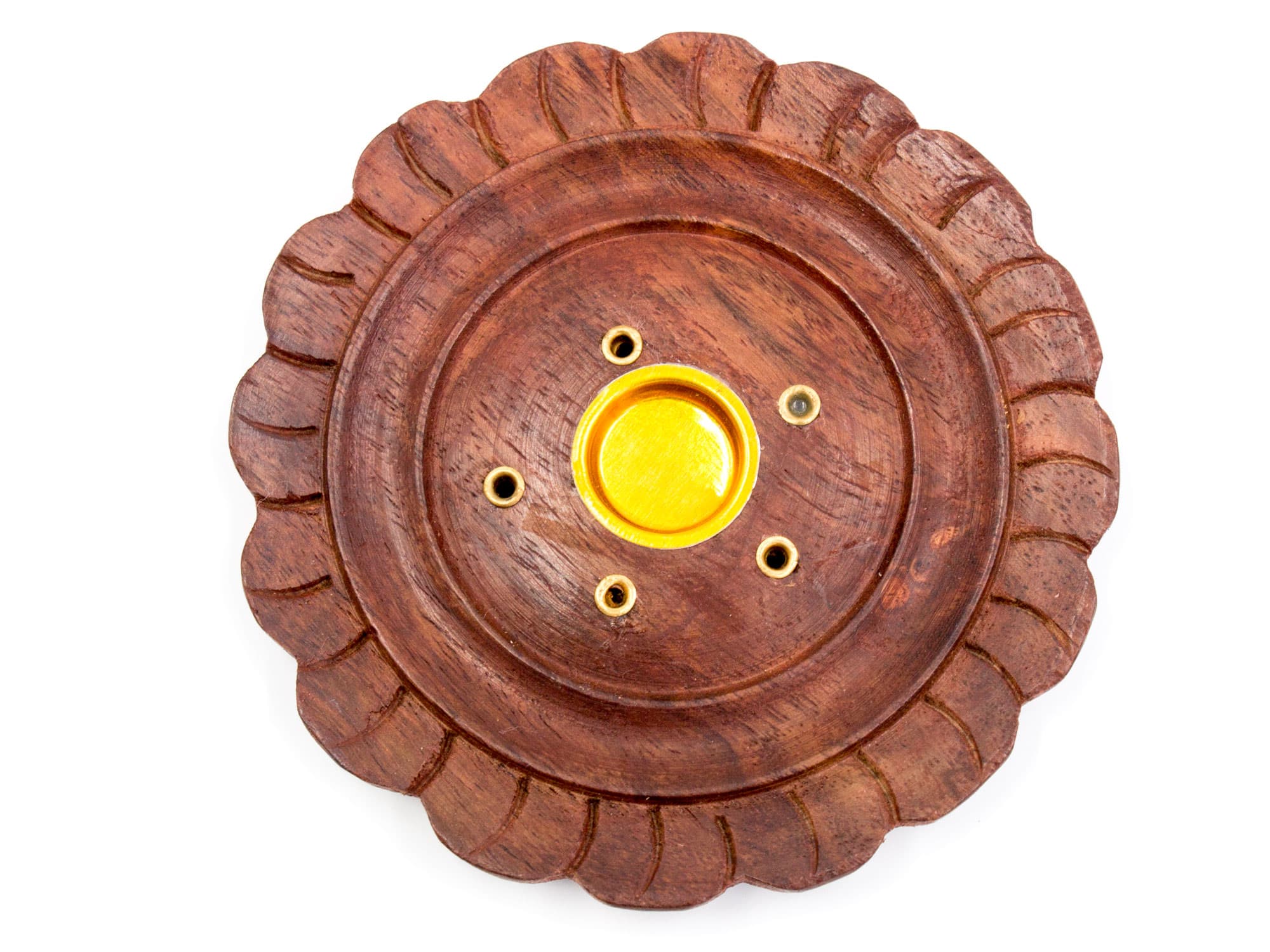 Sheesham wood incense cone holder (round)