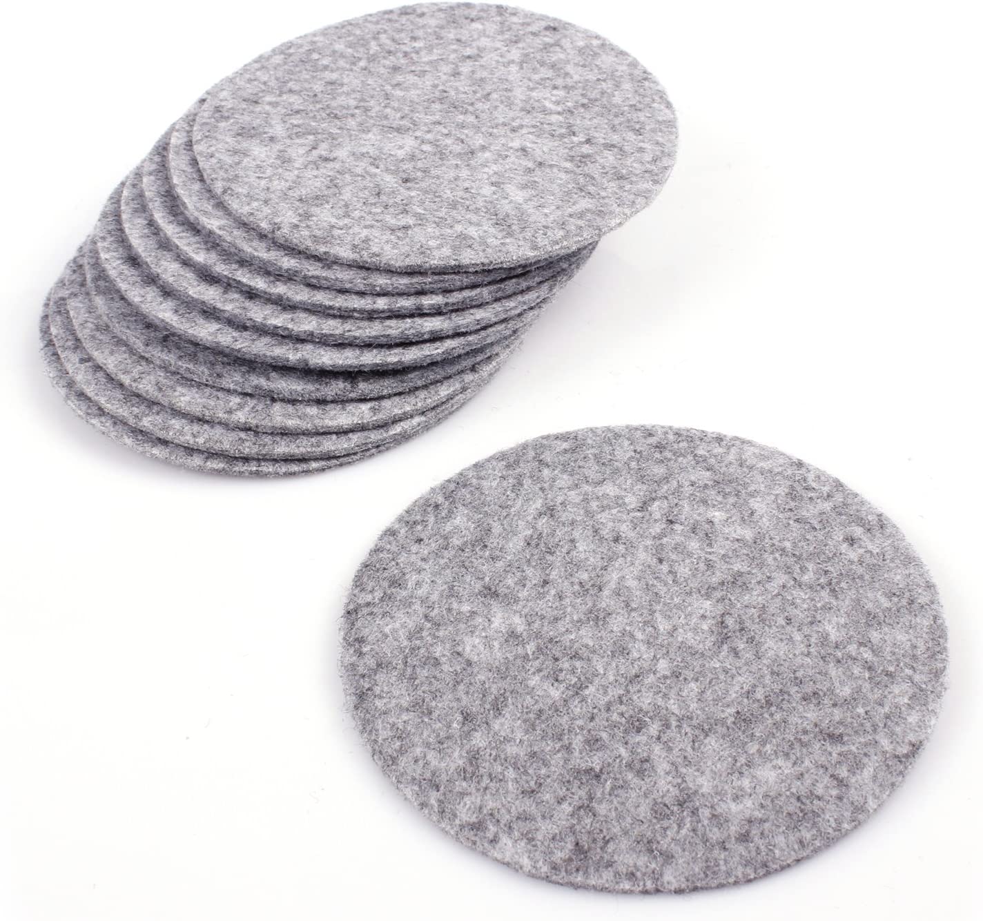 Set of 10 felt coasters round grayish