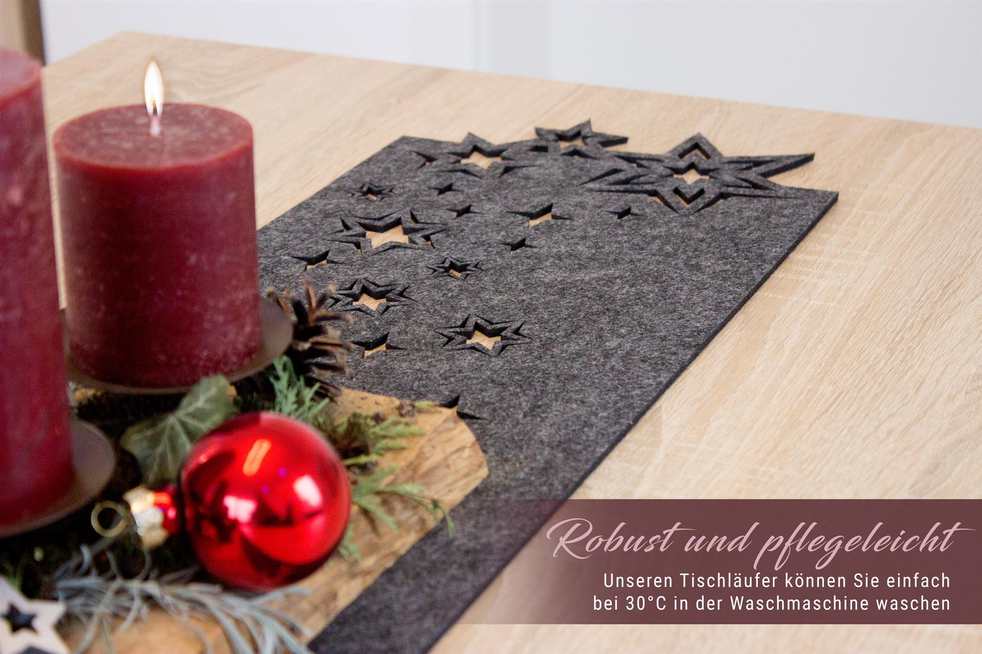 Felt table runner "Christmas" in anthracite Felt table runner "Christmas" in anthracite