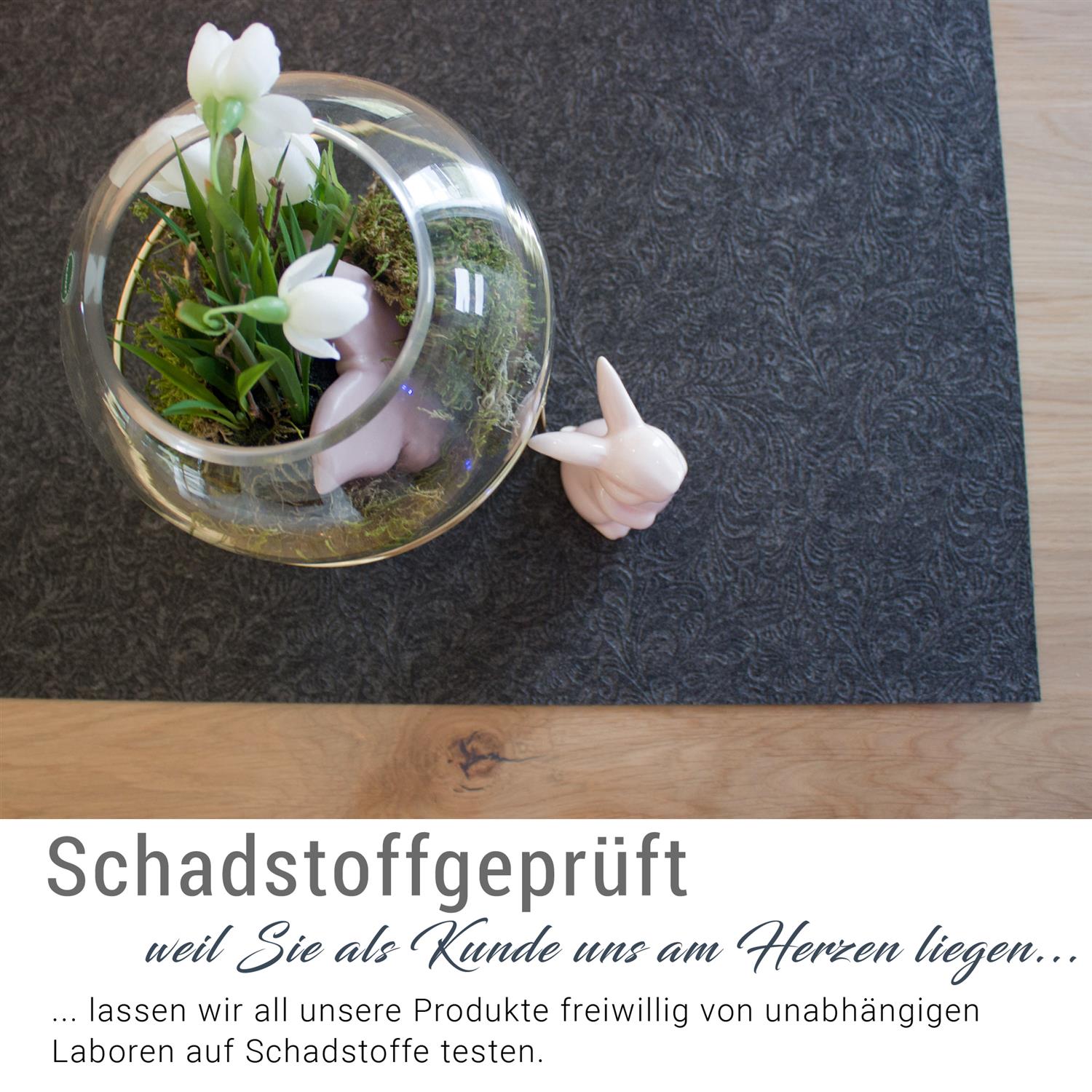 Filz Tischläufer dunkelgrau (geprägt) (LX2121)