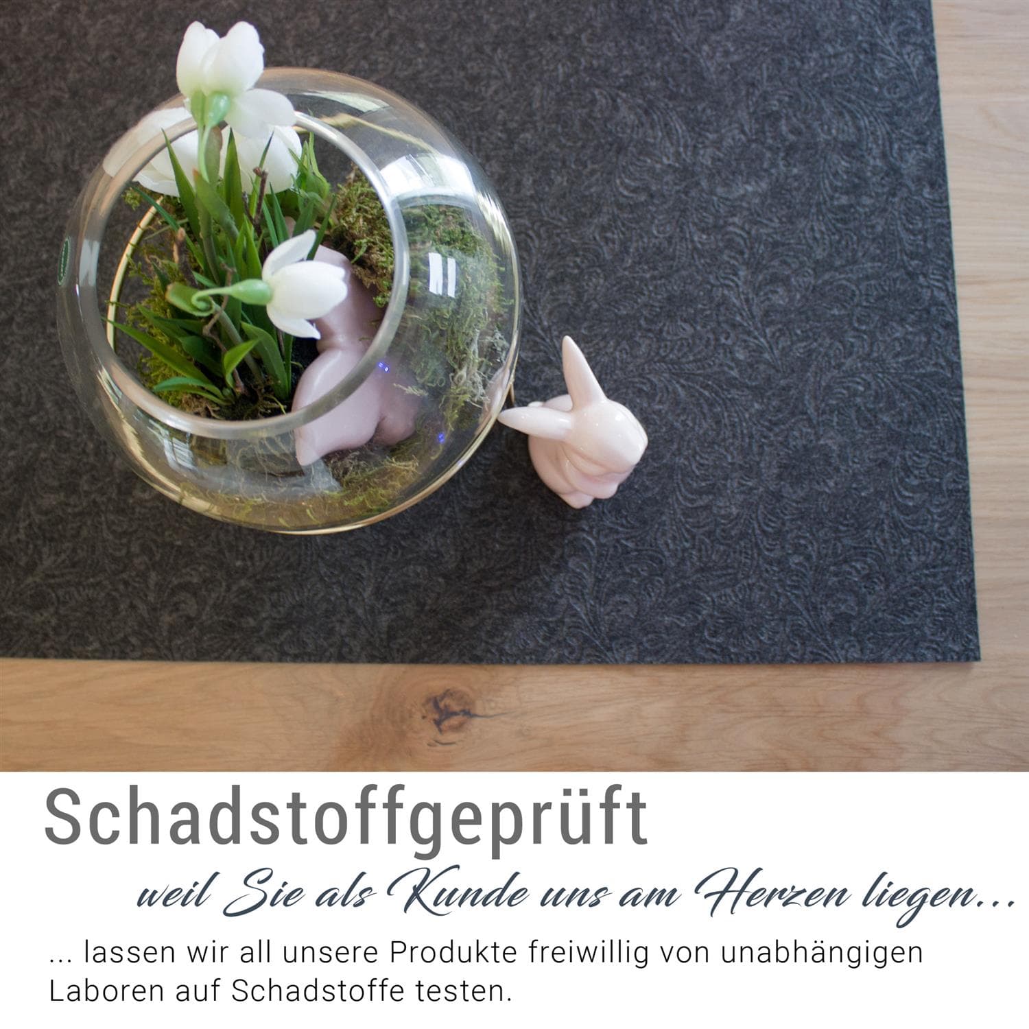Filz Tischläufer dunkelgrau (geprägt) (LX2121)