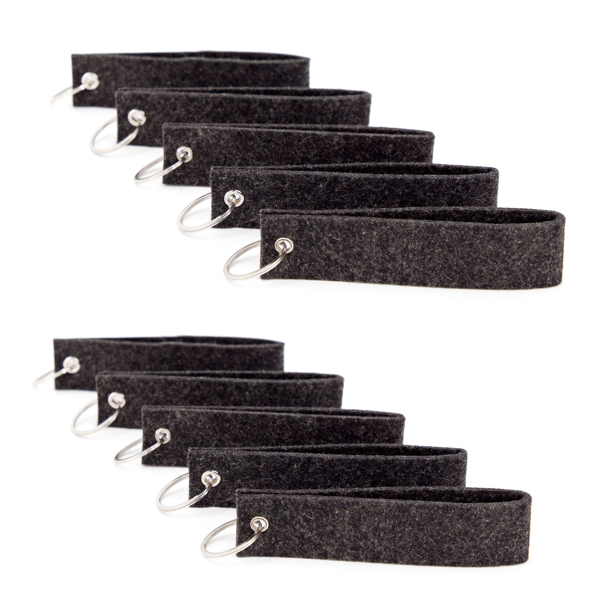 10er Set Filz Schlüsselanhänger dunkelgrau (SA-10-GR)