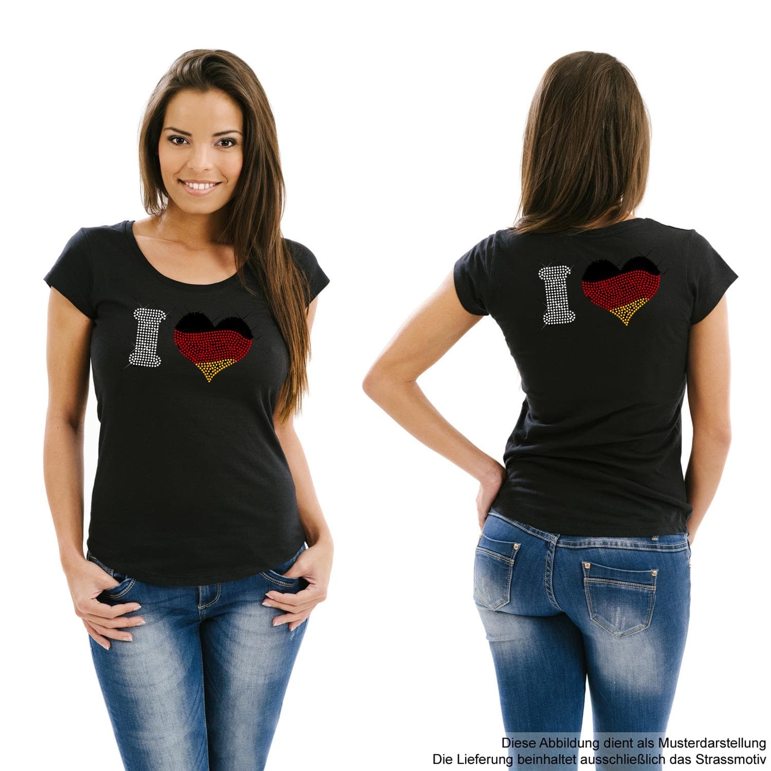 Rhinestone motif "I love Germany "