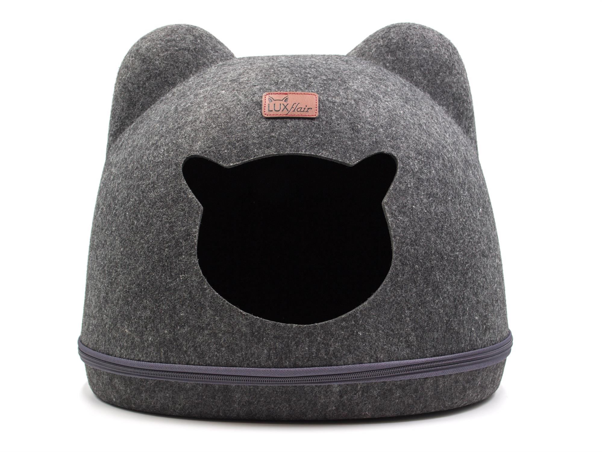 Felt cat cave with ears in dark grey Felt cat cave with ears in dark grey