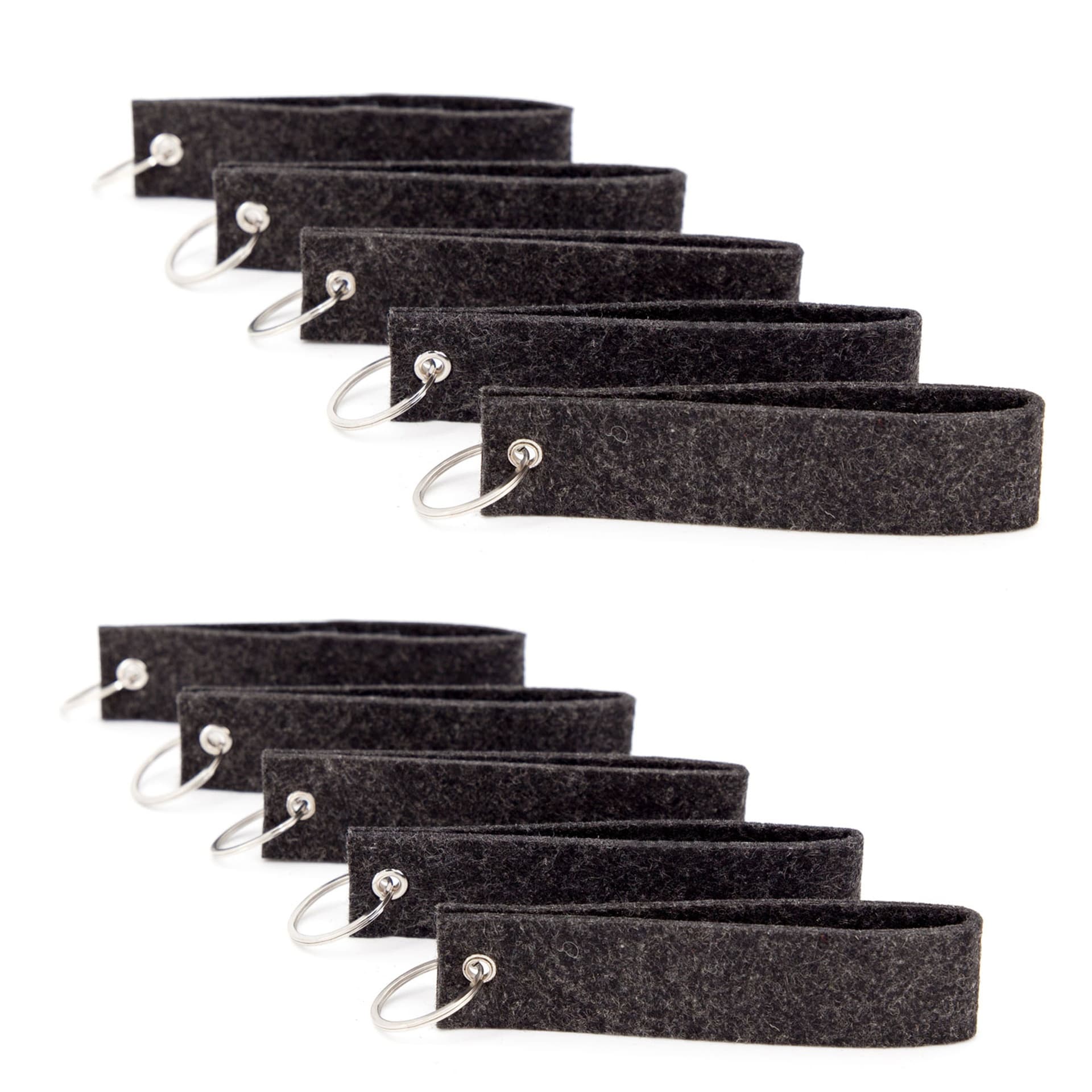 Set of 10 felt key rings dark gray Set of 10 felt key rings dark gray