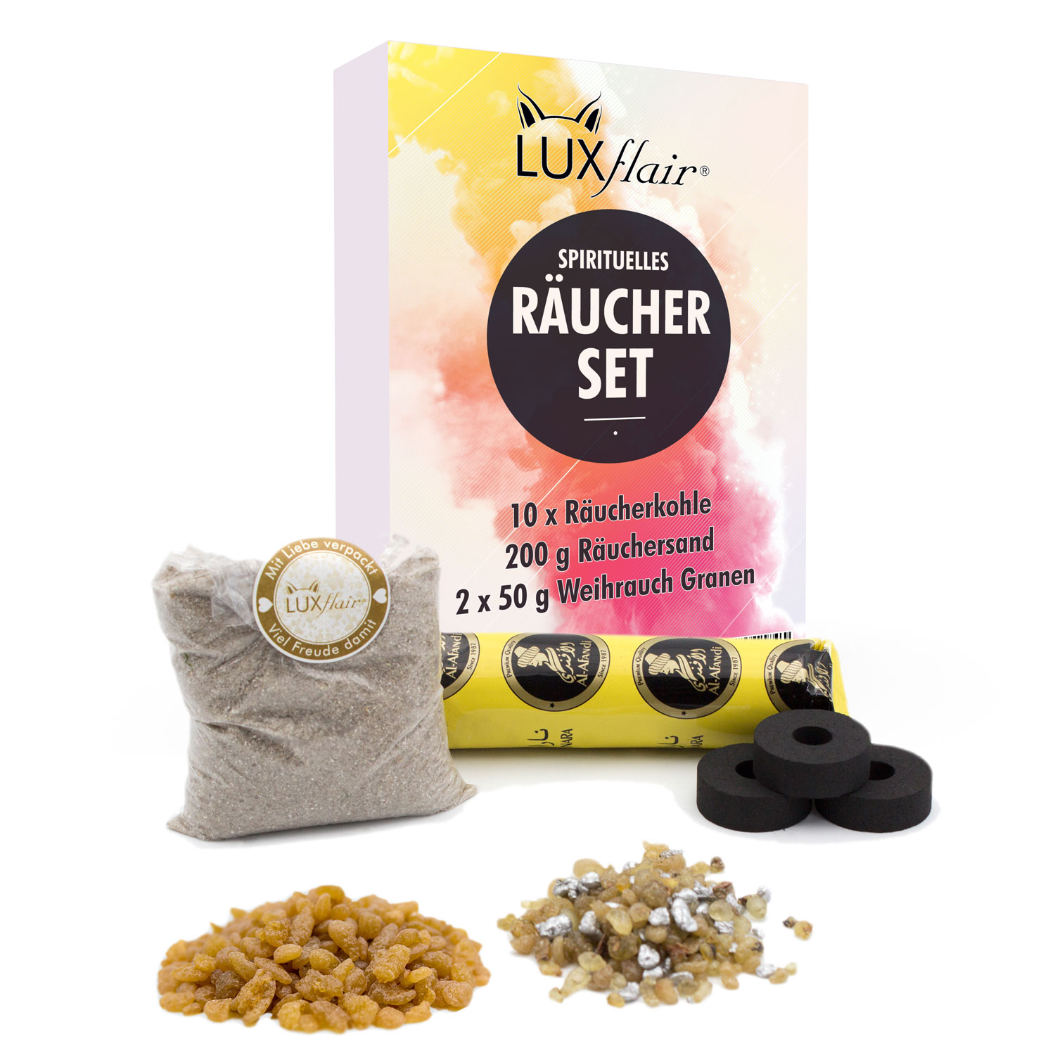 Premium Räucher-Set / Starterset inkl. Räucherkohle, Räuchersand & Räuchermischungen (LX2286)