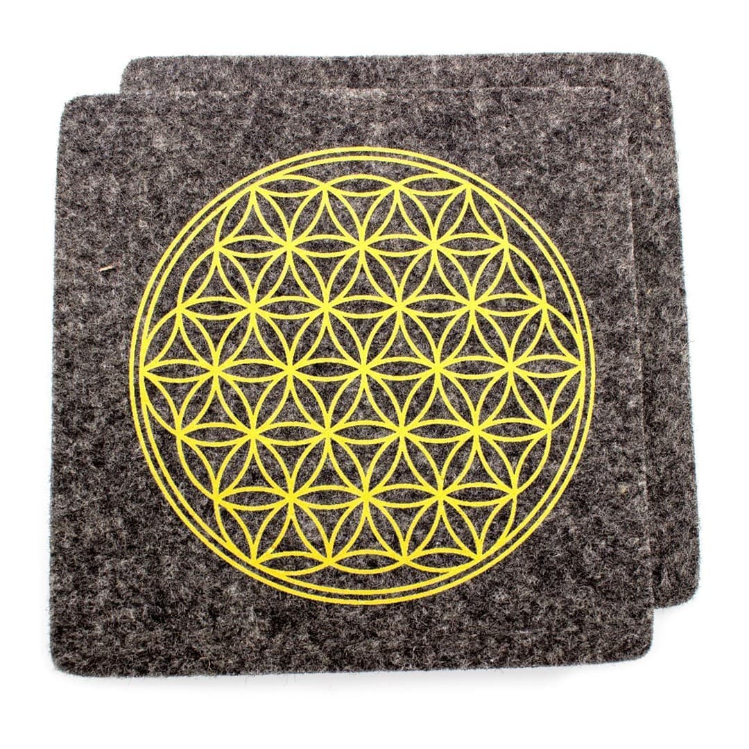 Flower of life glass coaster dark gray