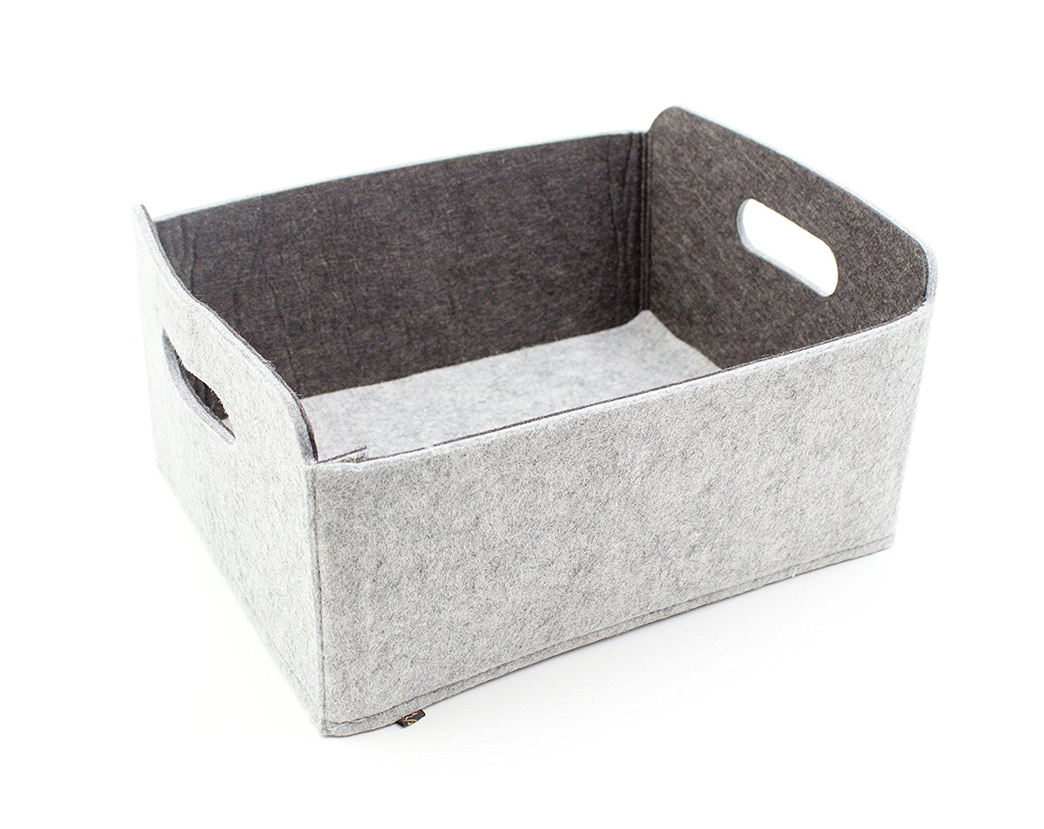 Set of 3 foldable felt storage boxes, gray/dark gray