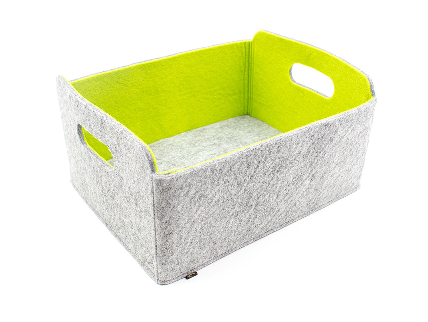 3er Set Filz Aufbewahrungsbox faltbar, graumeliert/grün (LX2128-3er)