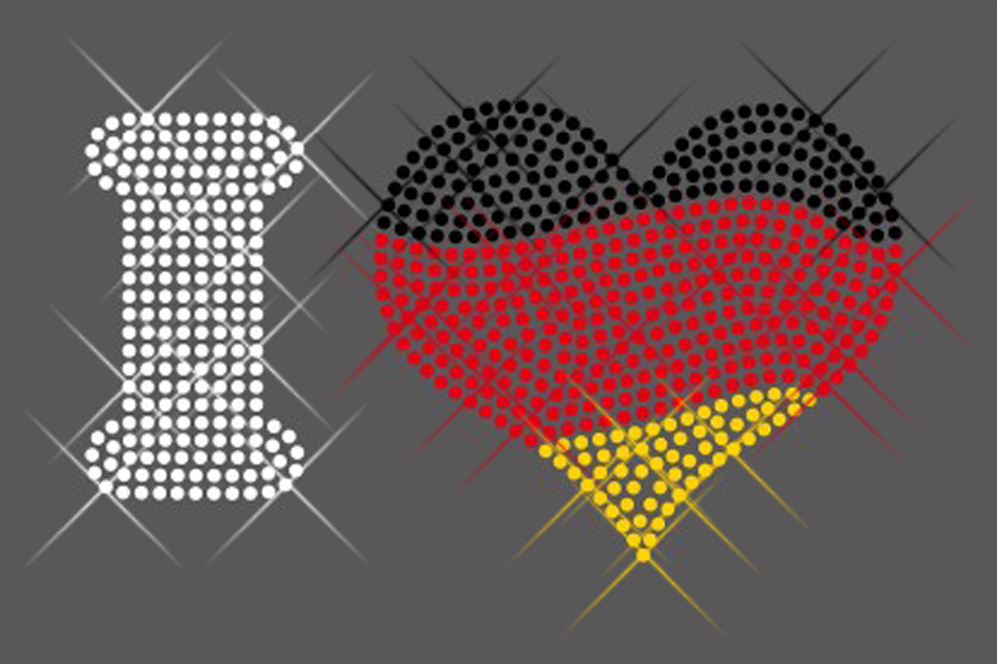 Rhinestone motif "I love Germany " Rhinestone motif "I love Germany "