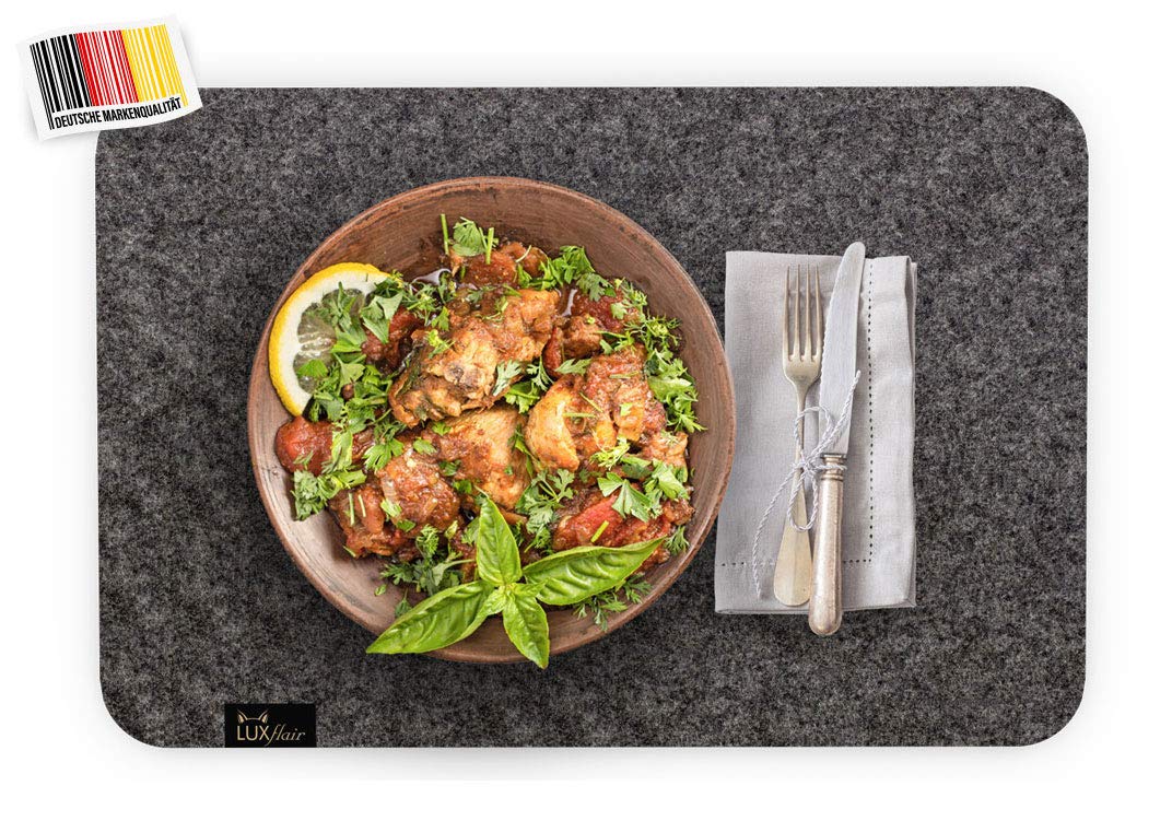Set of 6 felt place mats in dark grey