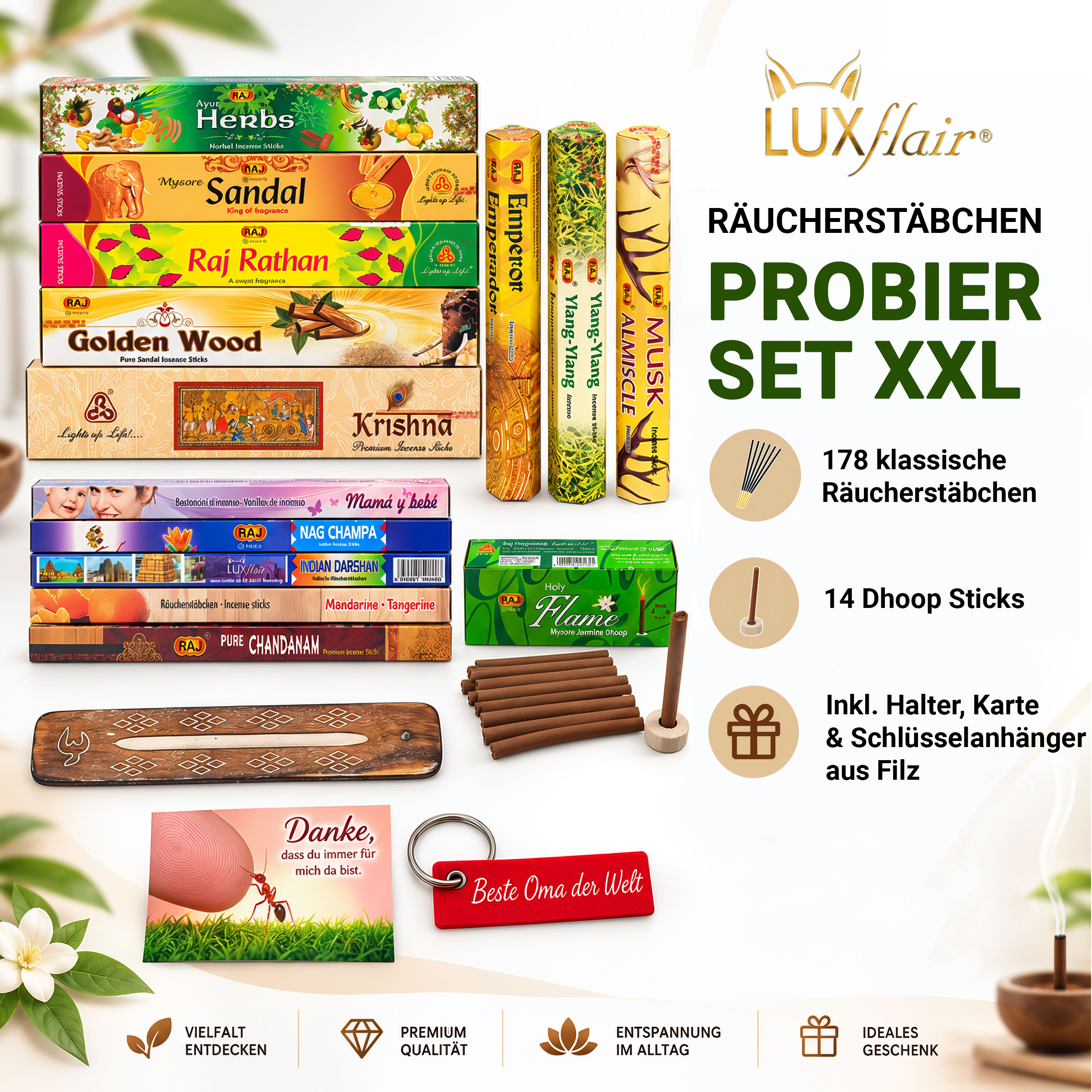 XXL incense sticks tasting set (183 pieces) for meditation and relaxation