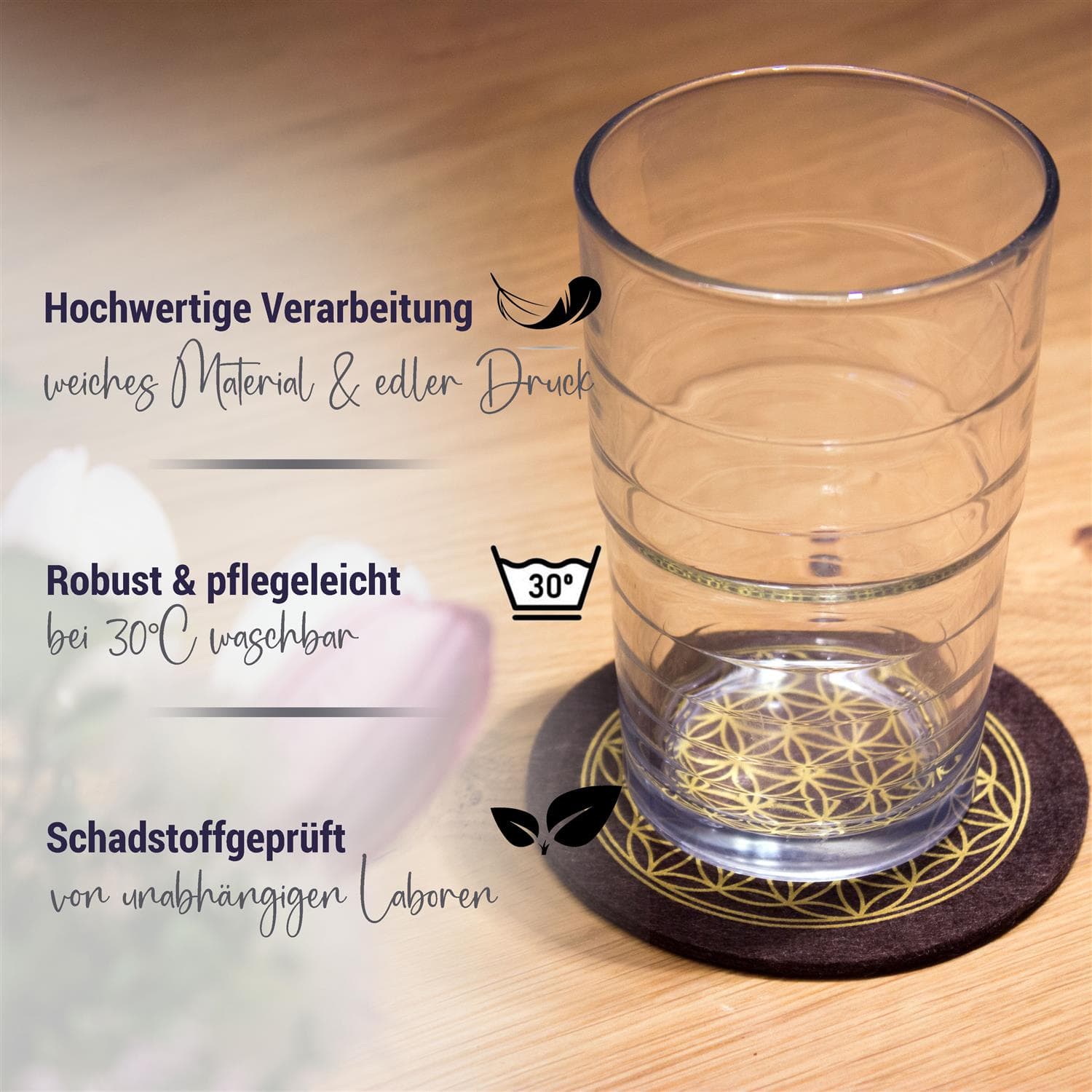 2er Set Blume des Lebens Glasuntersetzer - braun (LX2090-LB) 2er Set Blume des Lebens Glasuntersetzer - braun (LX2090-LB)