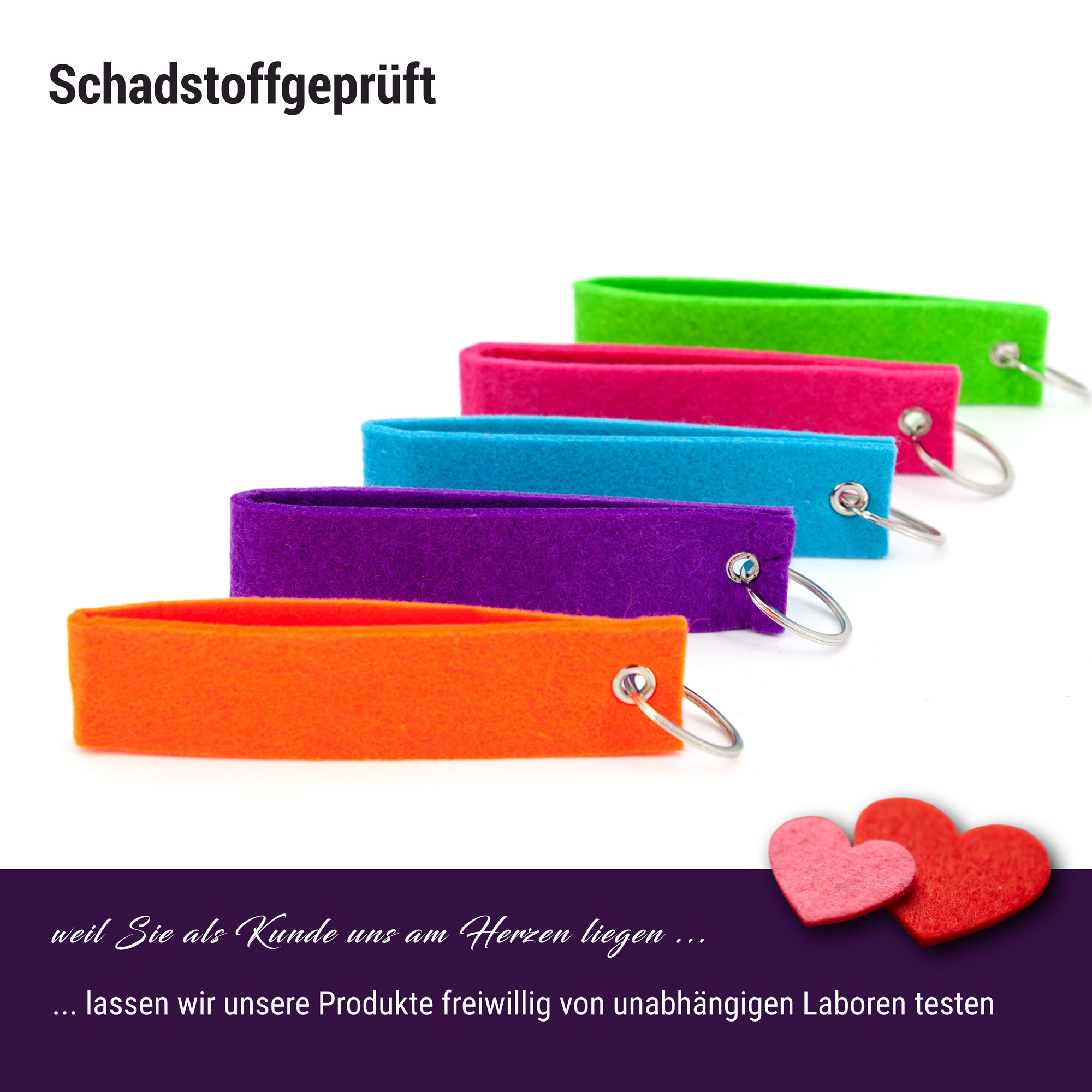 10er Set Filz Schlüsselanhänger bunt gemischt (SA-10-MIX)