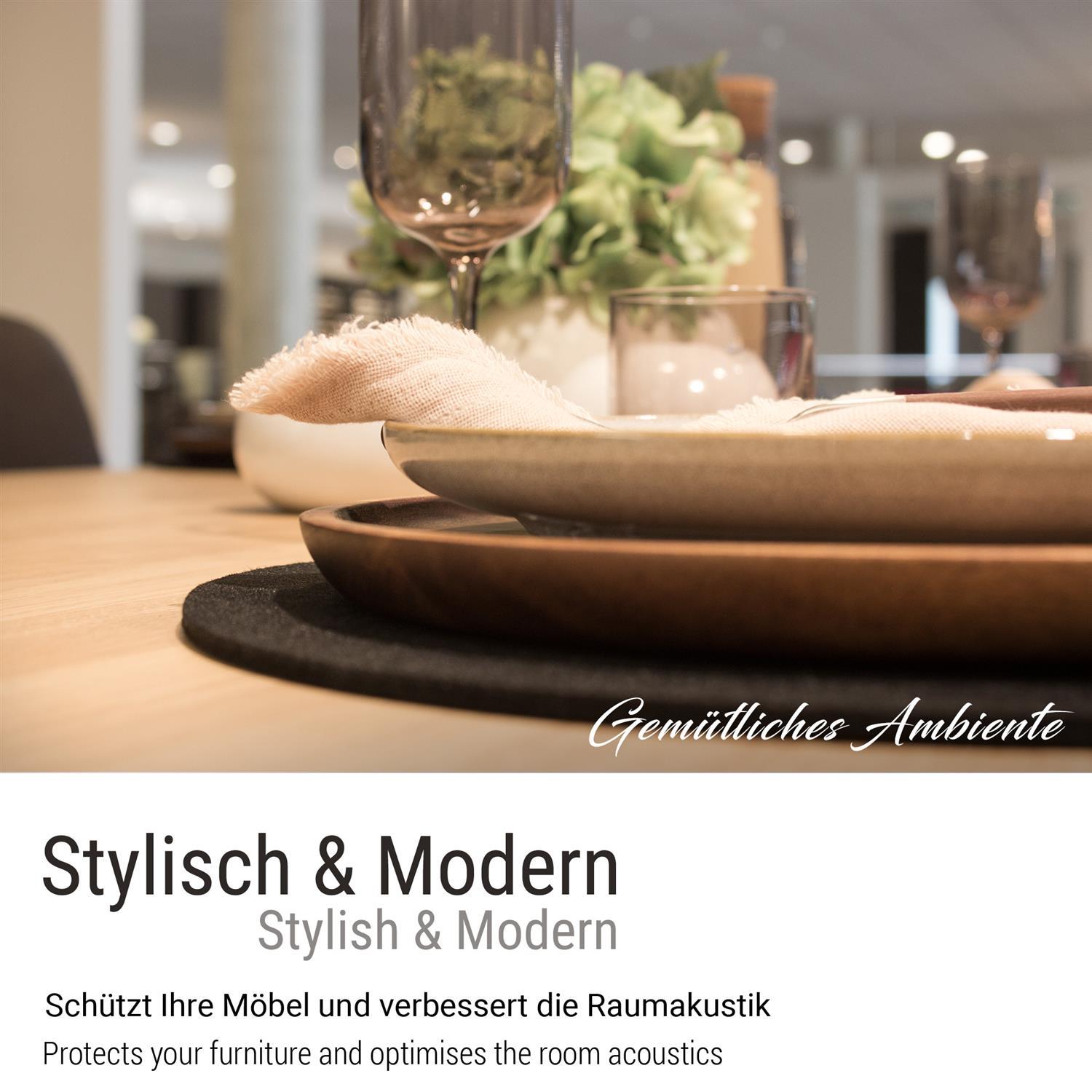 4er Filz-Platzset schwarz, rund Ø 35cm (LX2017)