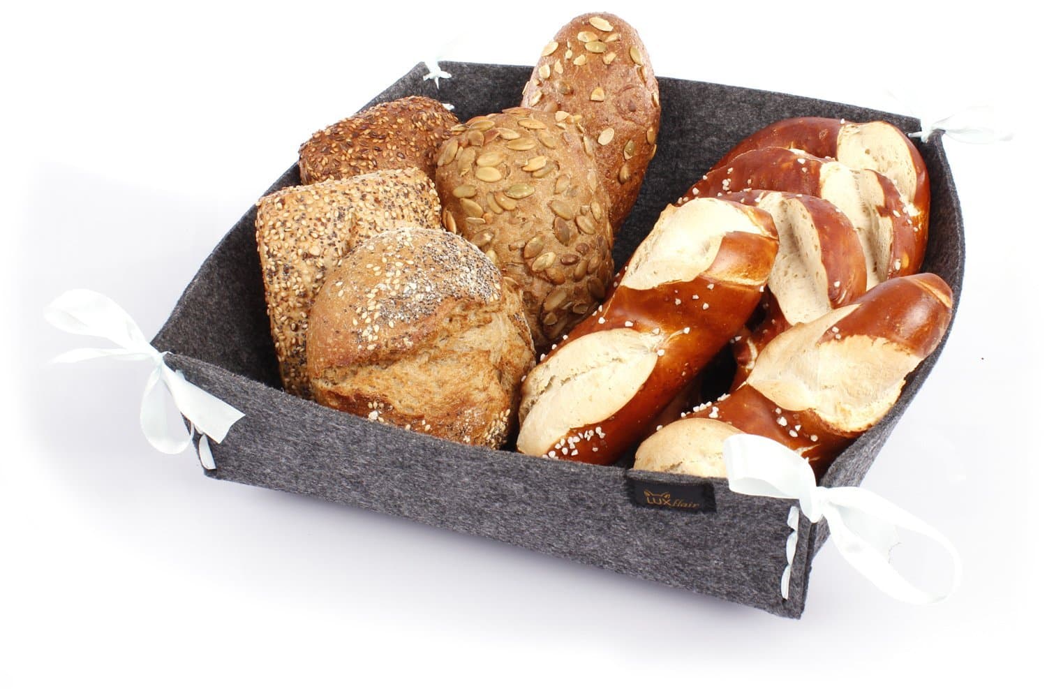 Felt bread basket large dark grey