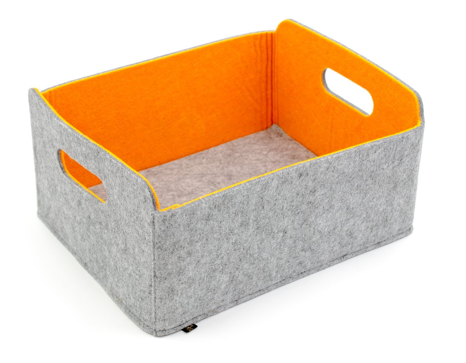 3er Set Filz Aufbewahrungsbox faltbar, graumeliert/orange (LX2129-3er)