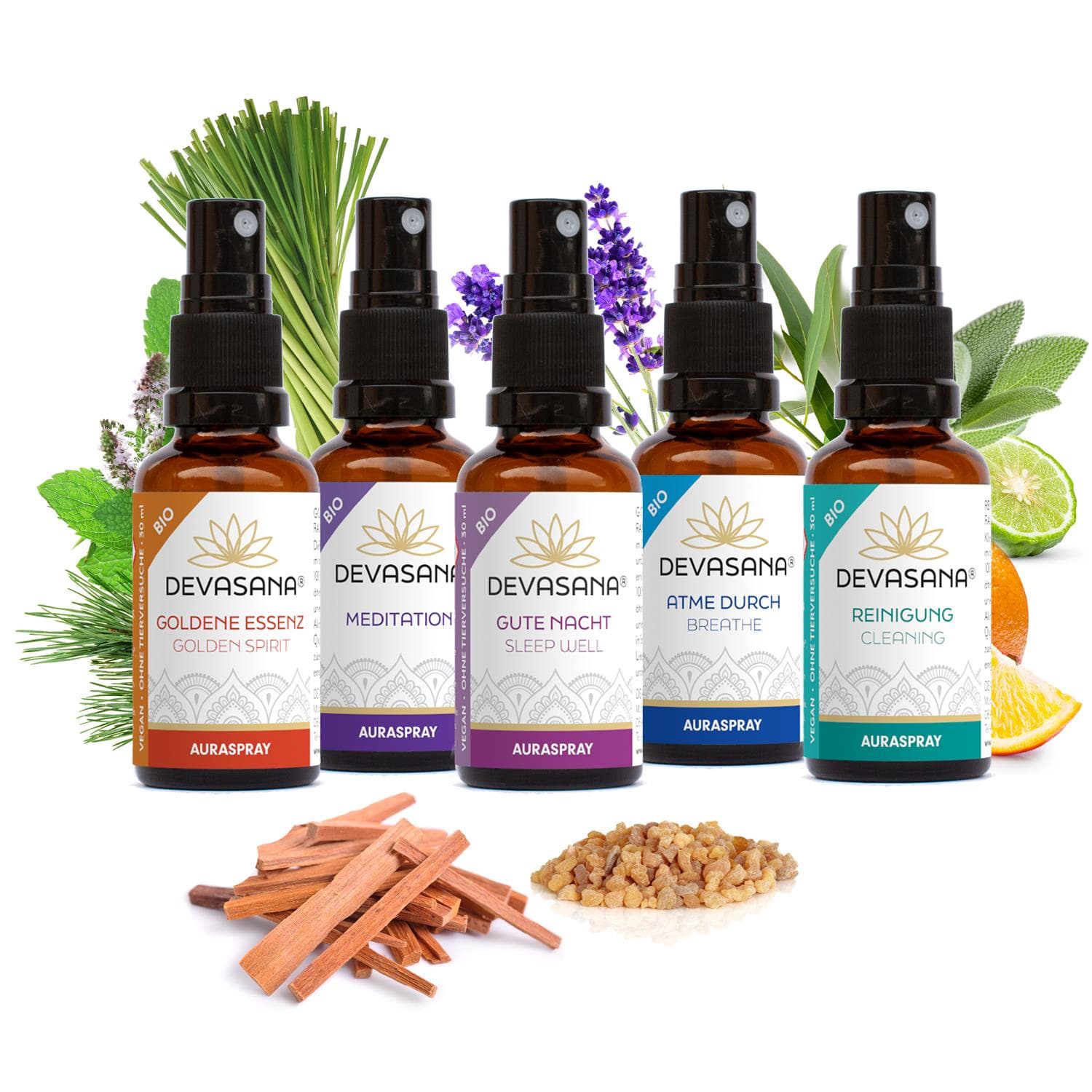 Natural aura sprays - trial set of 5 Natural aura sprays - trial set of 5