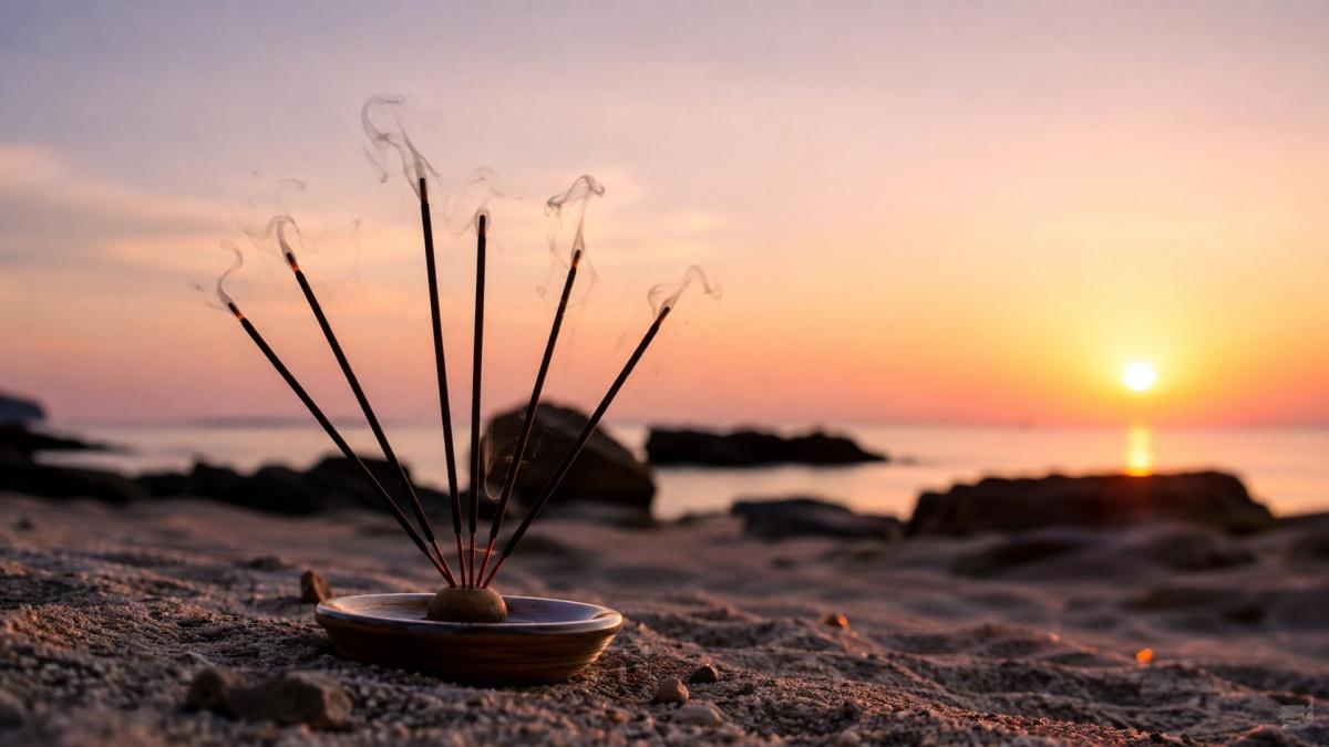 Incense Sticks on the Beach: Citronella Scent for Mild Summer Evenings