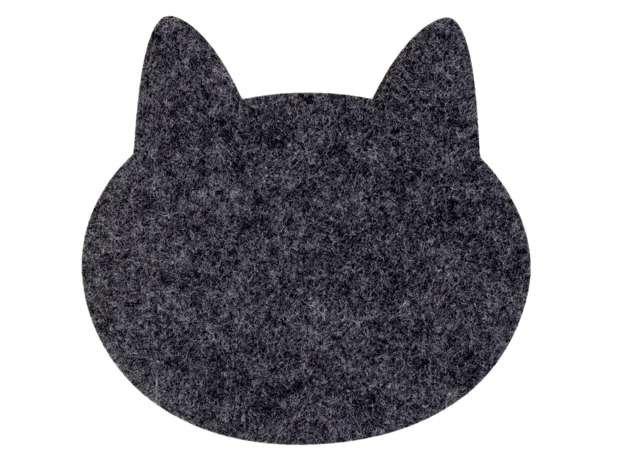 Topfuntersetzer aus Filz in Katzenform, 6er Set, graumeliert und dunkelgrau (LX1505)