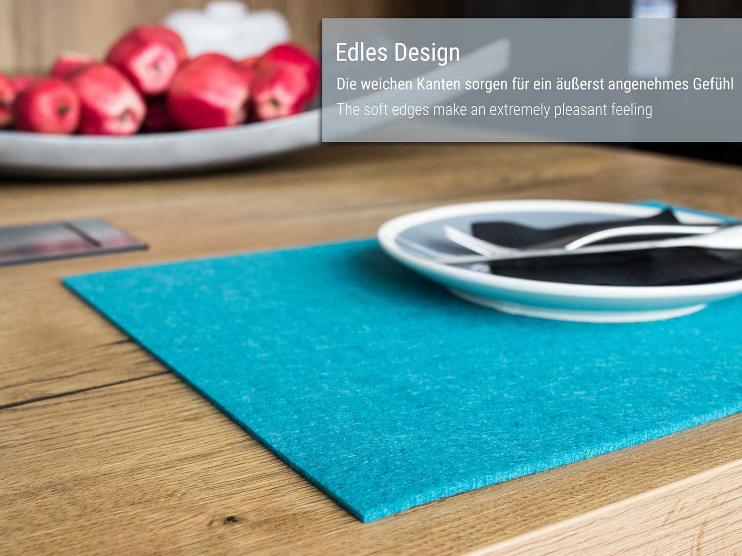 Square felt placemat set of 4 petrol BWARE