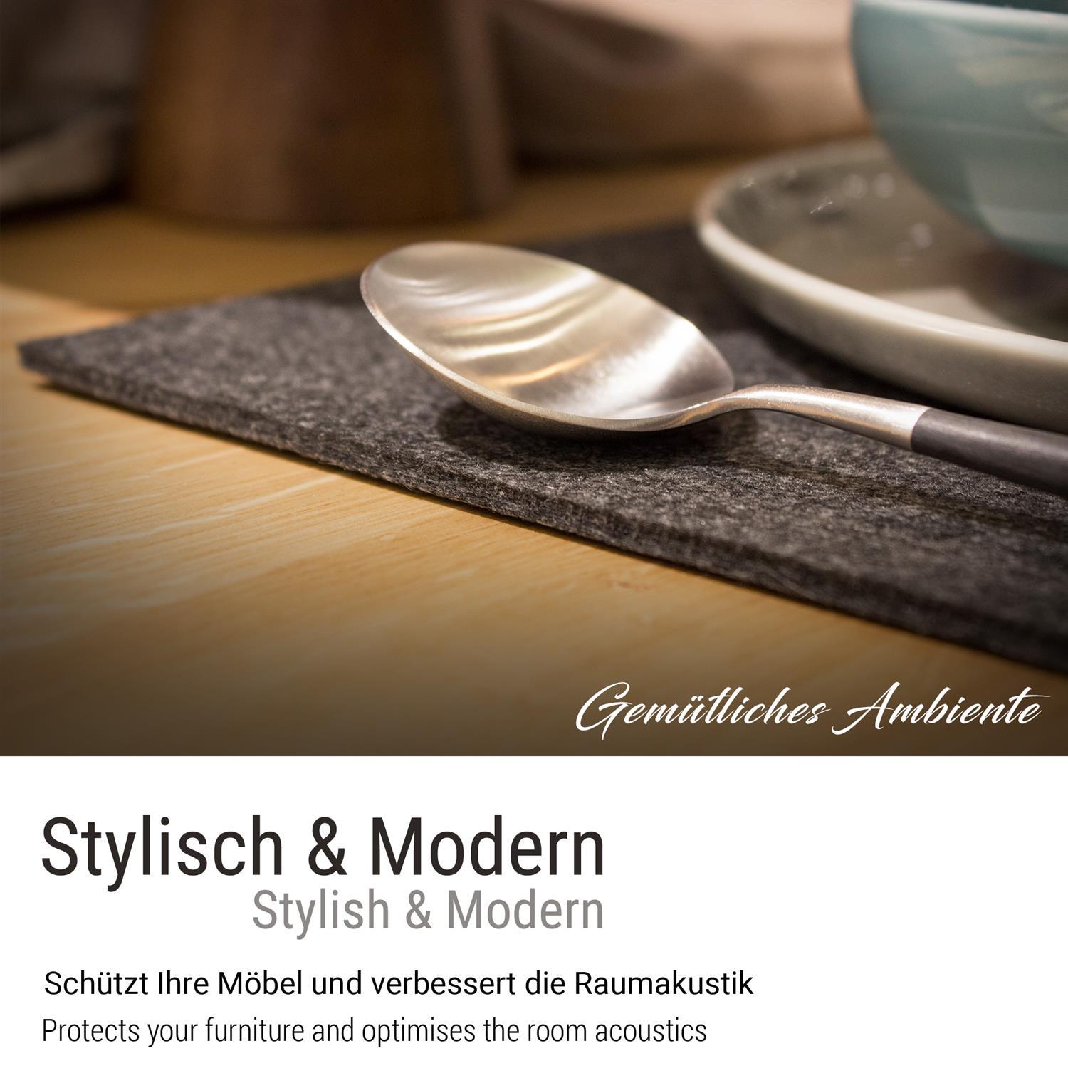 Eckiges Filz-Platzset im 4er Set anthrazit (LX1940)