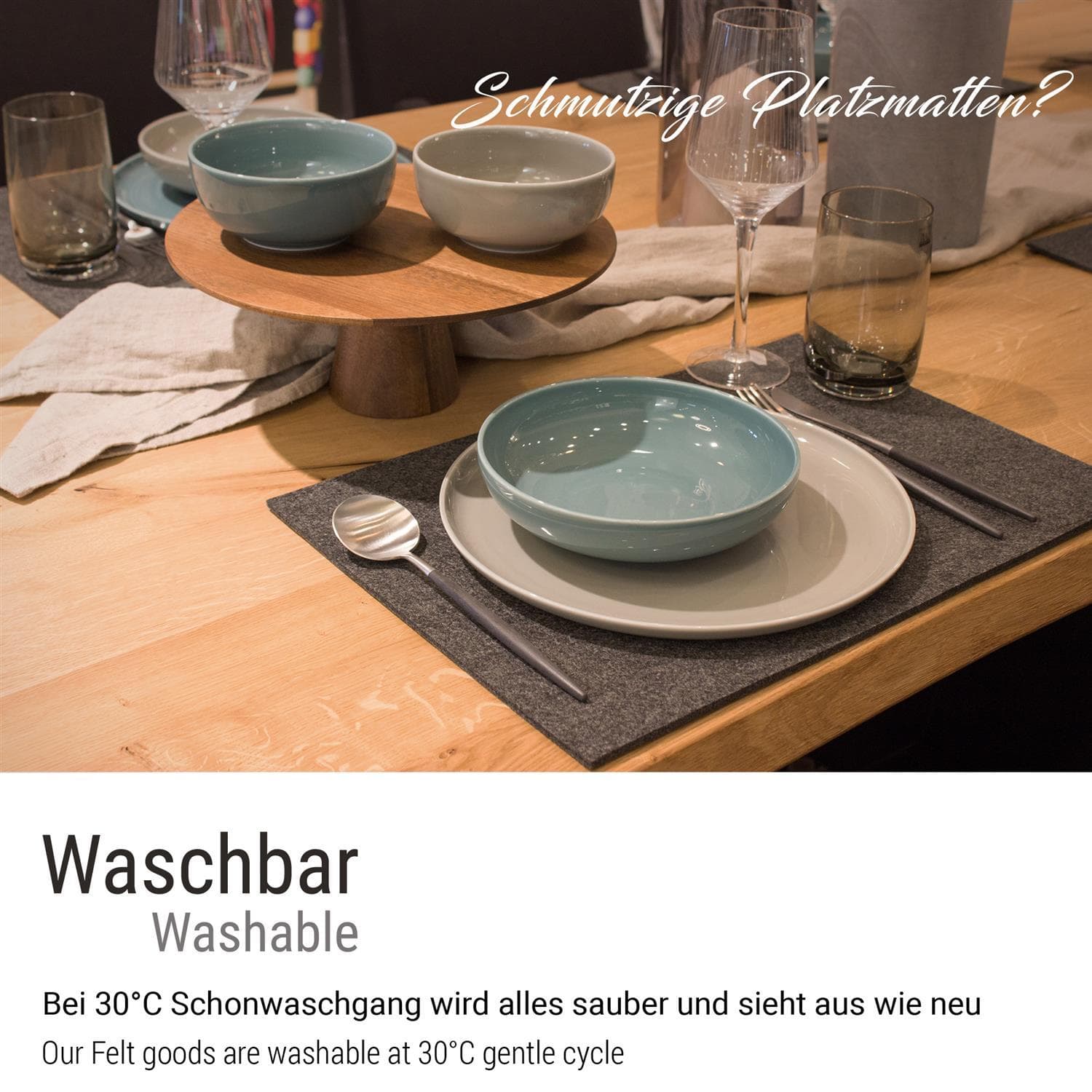 Square felt placemat set of 6 anthracite