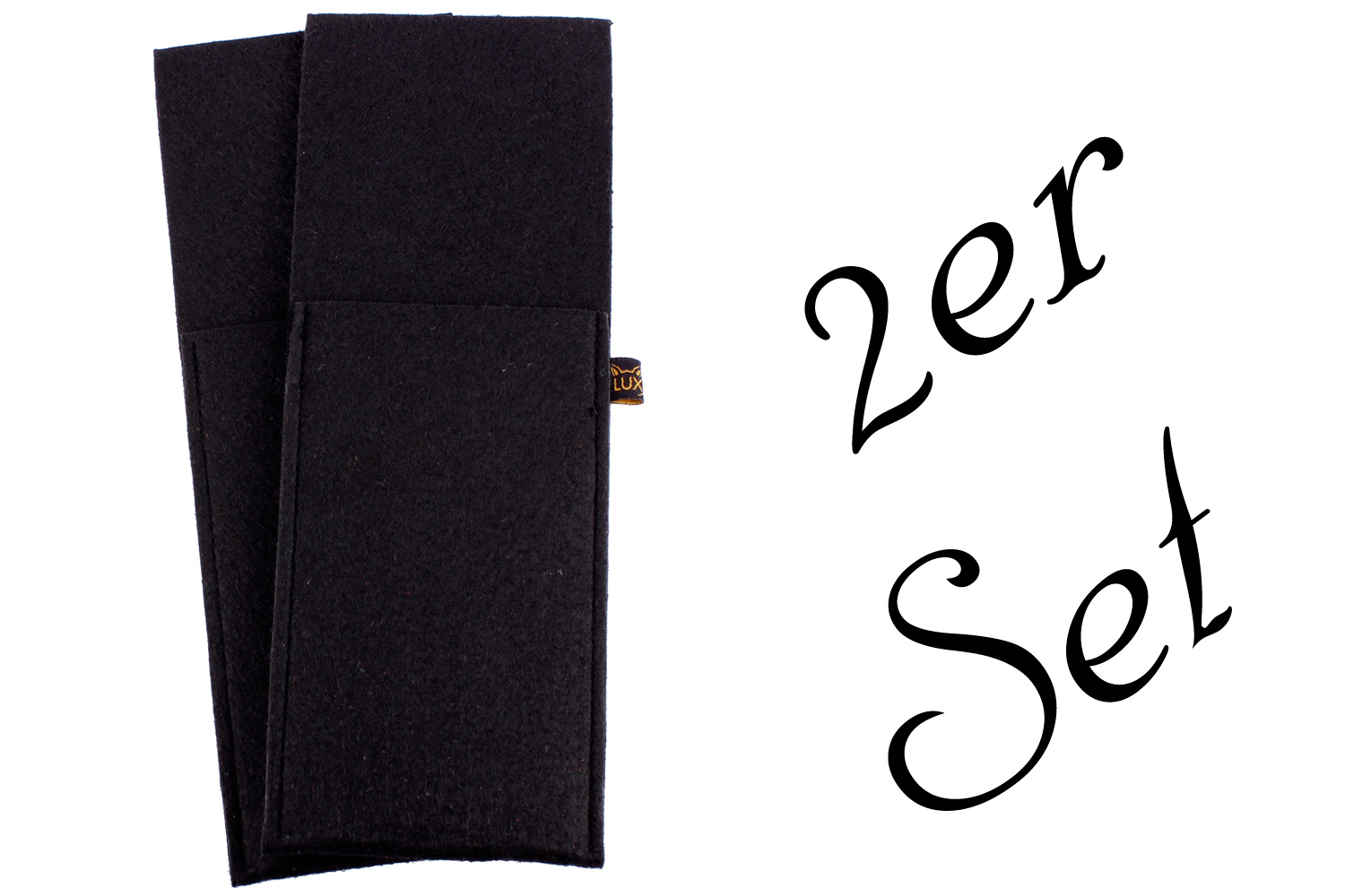 2er Set Bestecktaschen aus Filz in schwarz (LX1966)