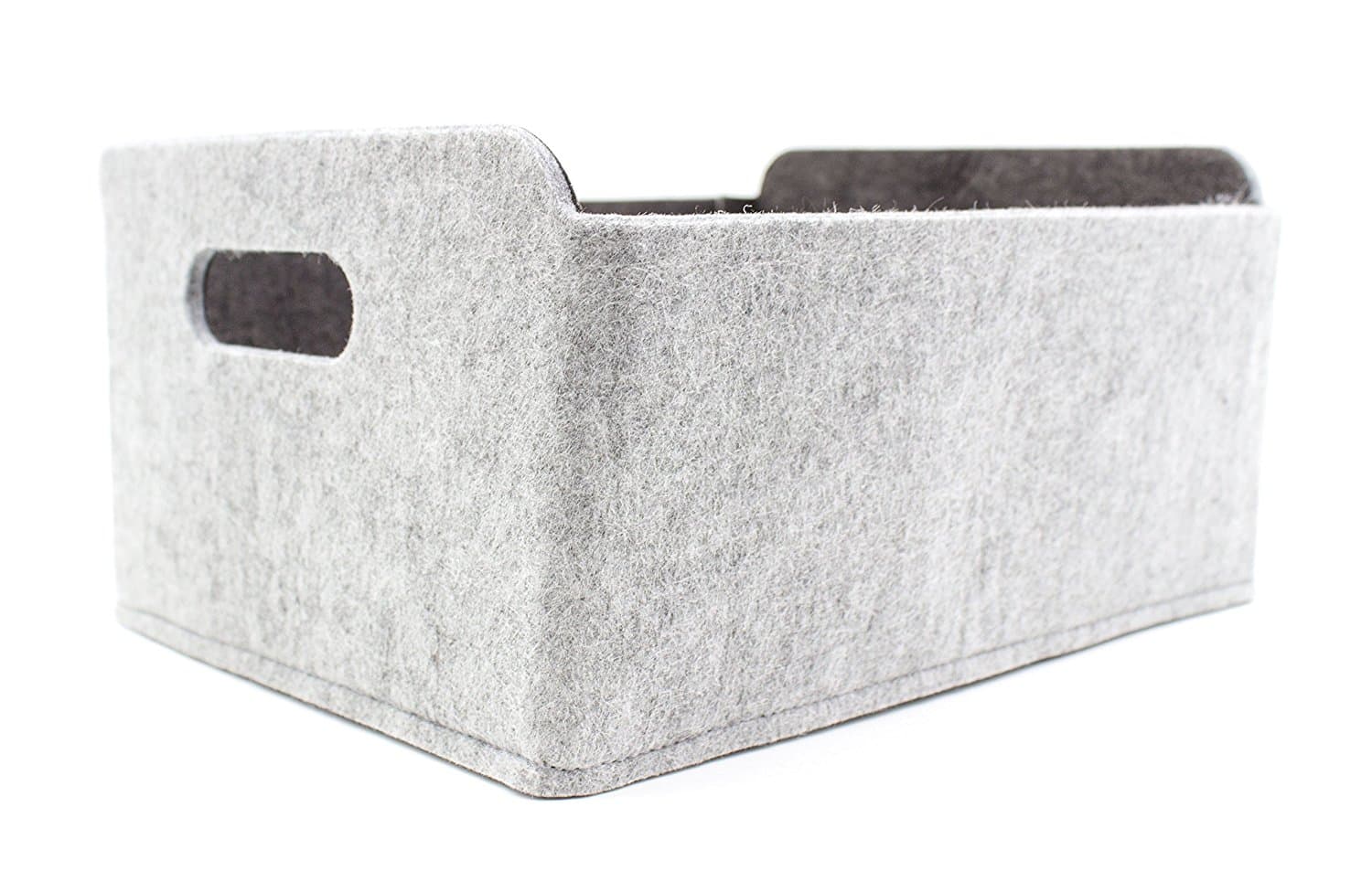 Set of 3 foldable felt storage boxes, gray/dark gray