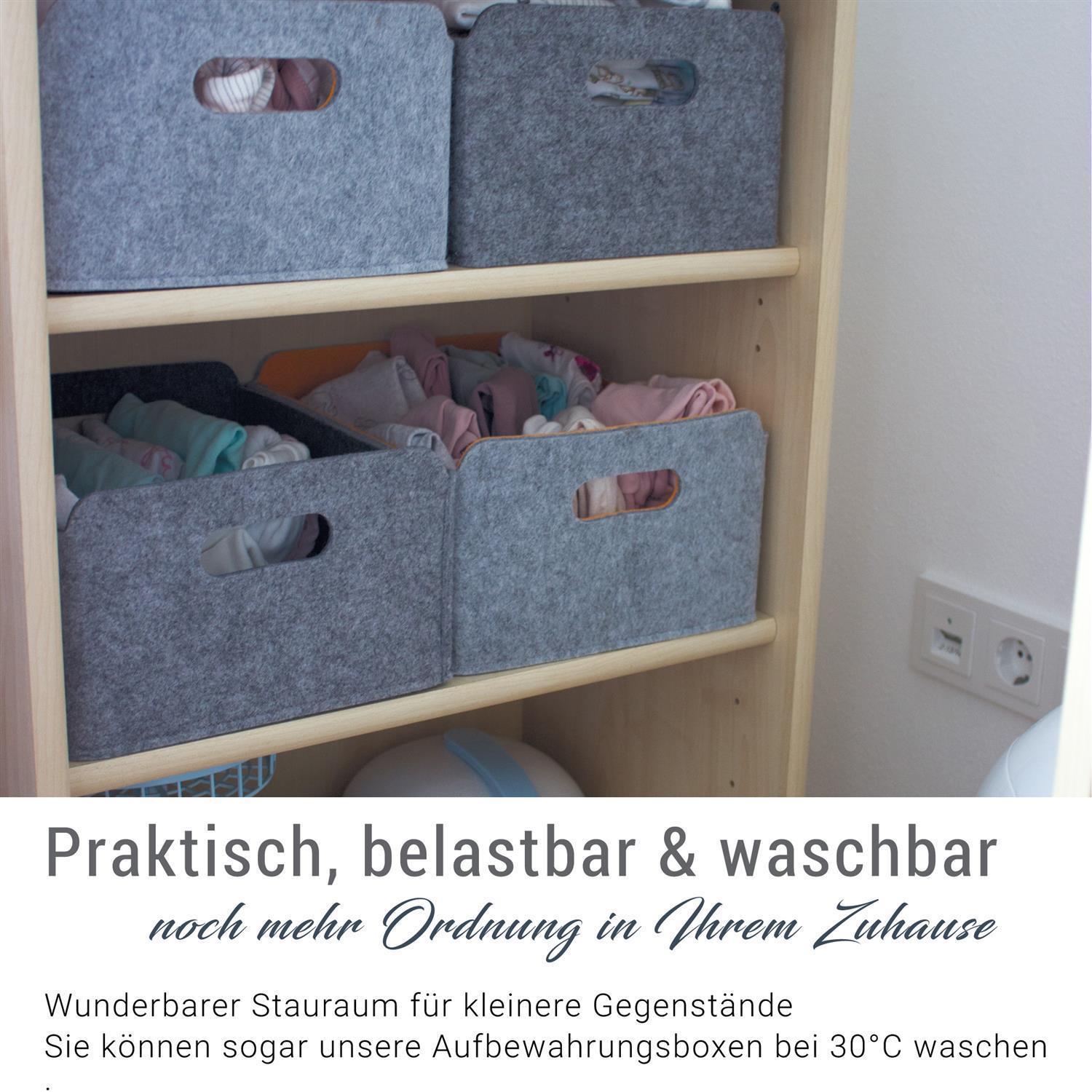 Filz Aufbewahrungsbox faltbar, graumeliert/orange (LX2129)