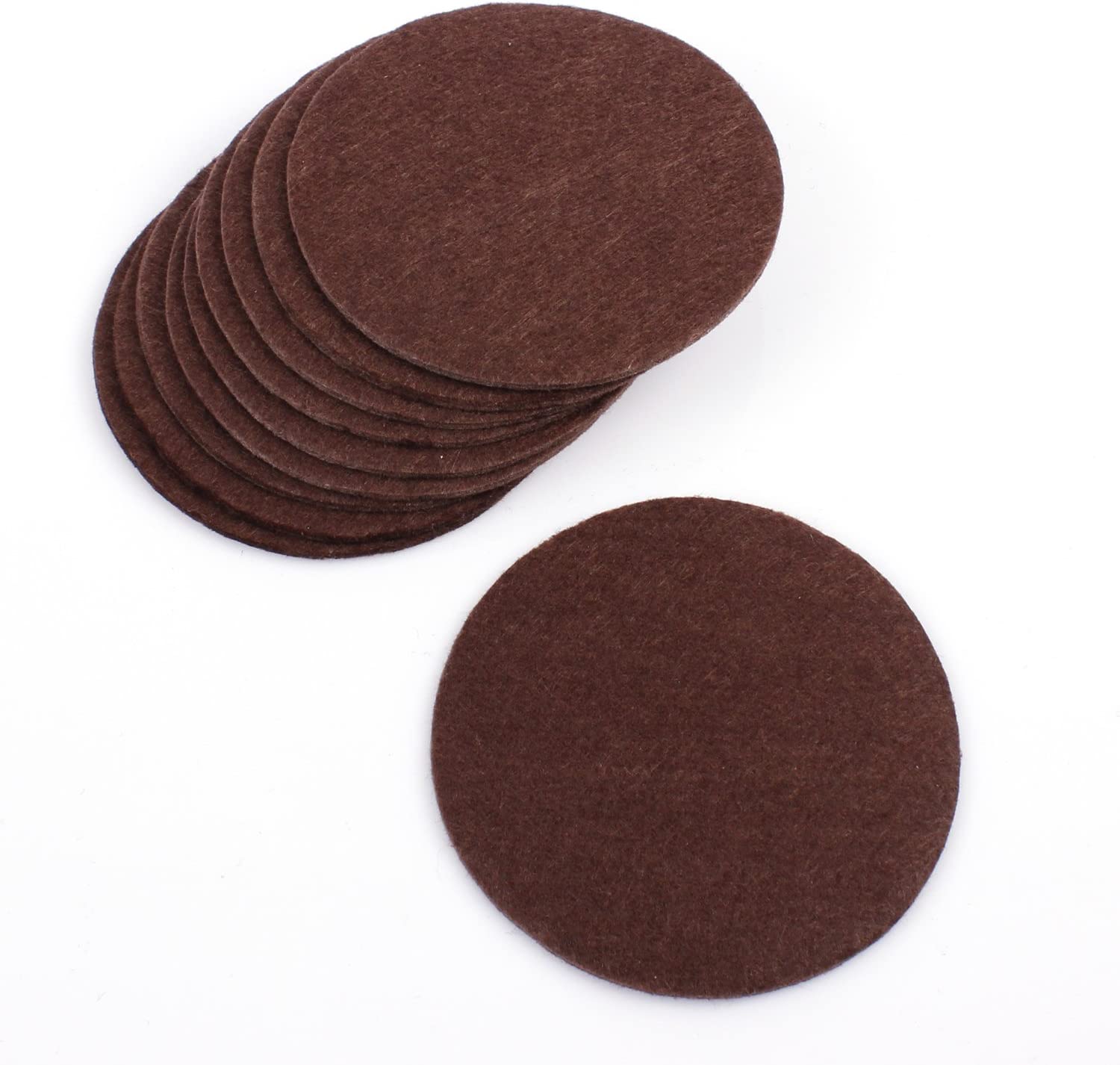 Set of 10 felt coasters round brown