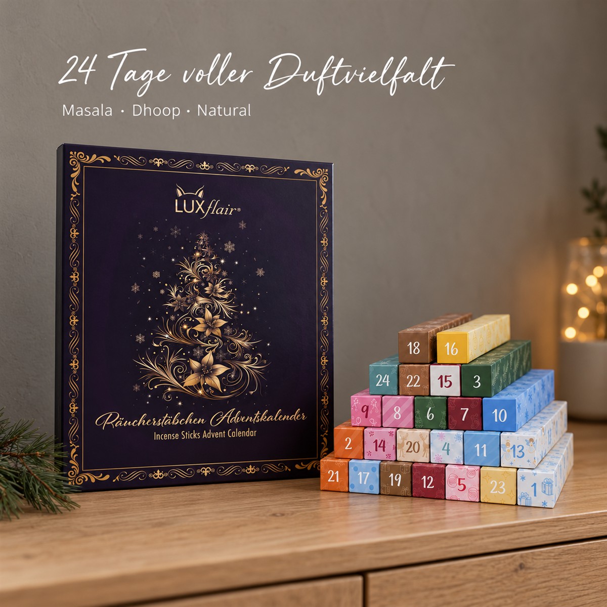 Incense sticks advent calendar incl. holder