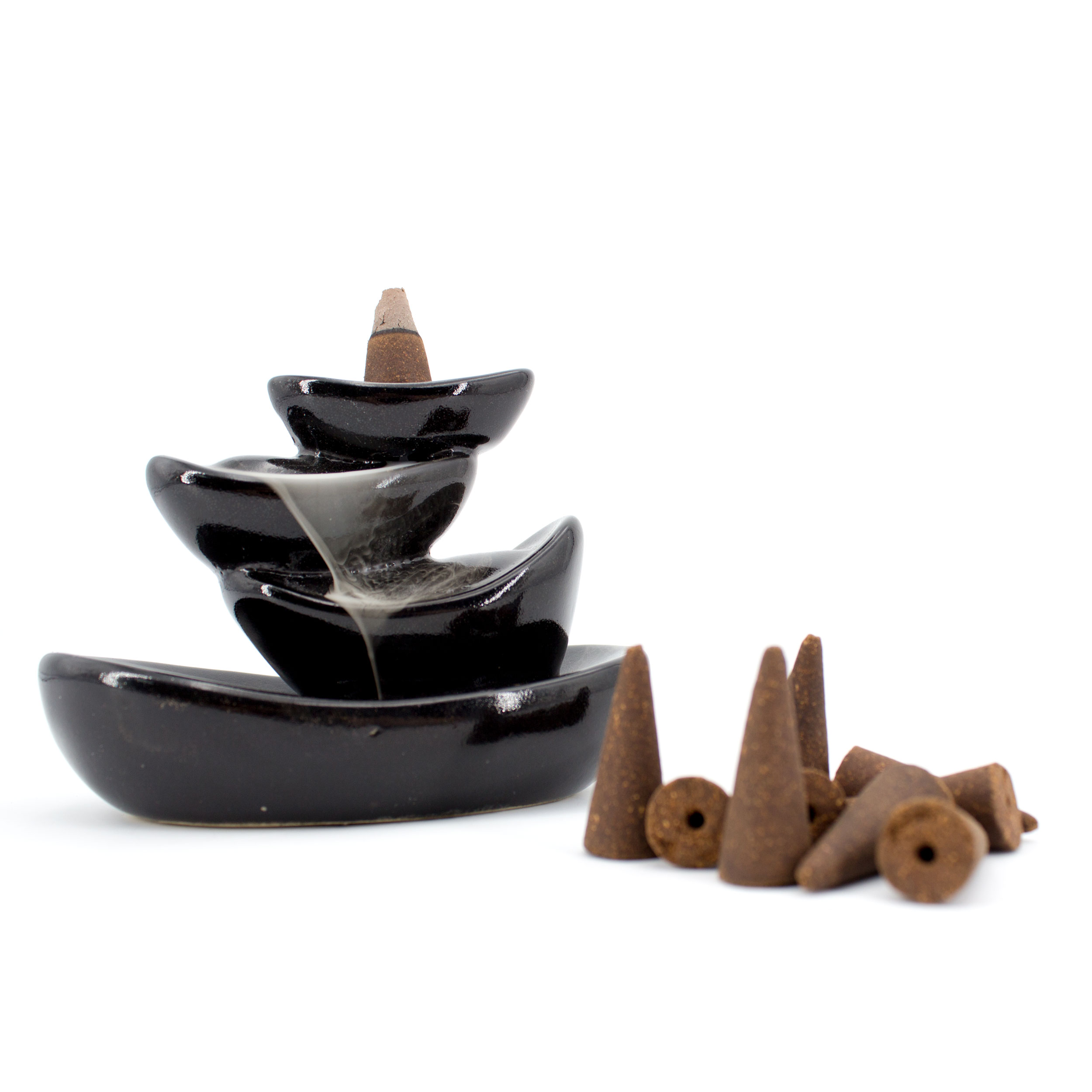 Backflow incense cone holder incl. 10 backflow/backflow incense cones Backflow incense cone holder incl. 10 backflow/backflow incense cones