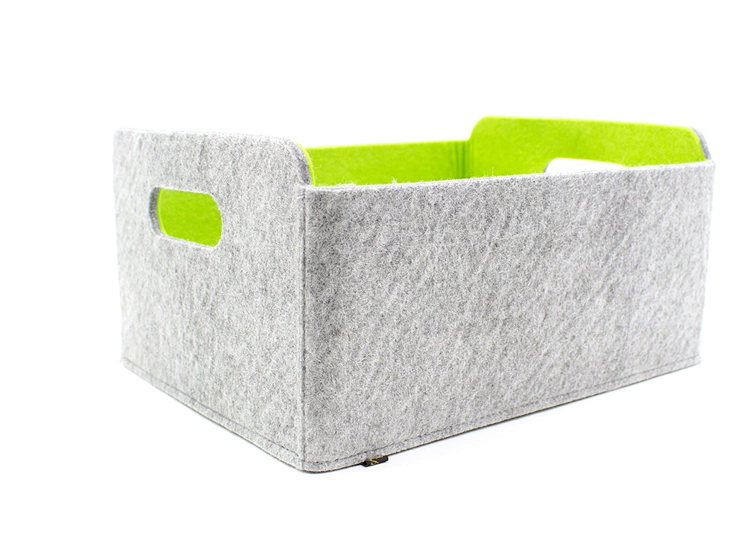Felt storage box, foldable, gray/green Set of 3 foldable felt storage boxes, gray/green