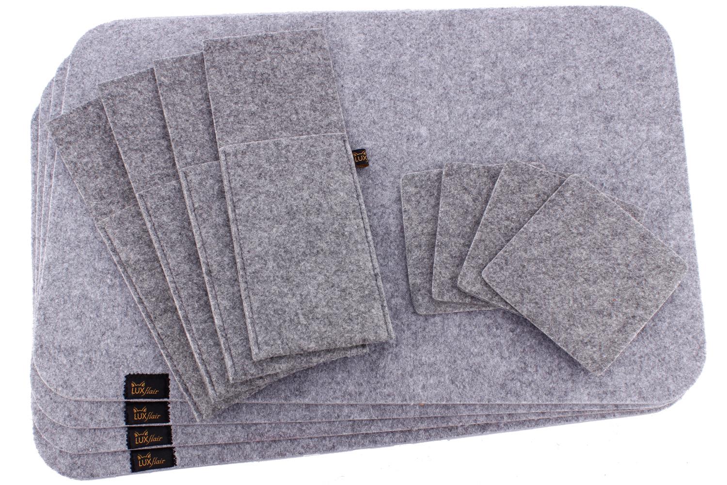 Felt placemat for 4 persons (12 pcs.) in grey mottled