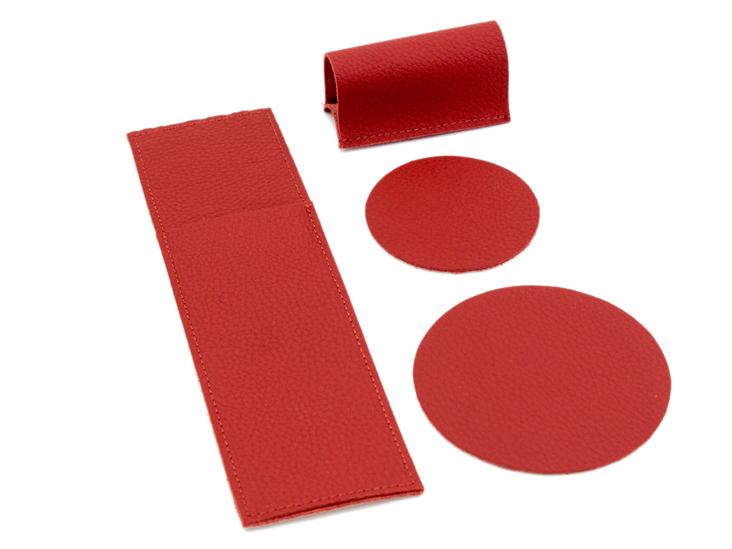 Leder Platzset 8-tlg (koralrot) (LX2173)