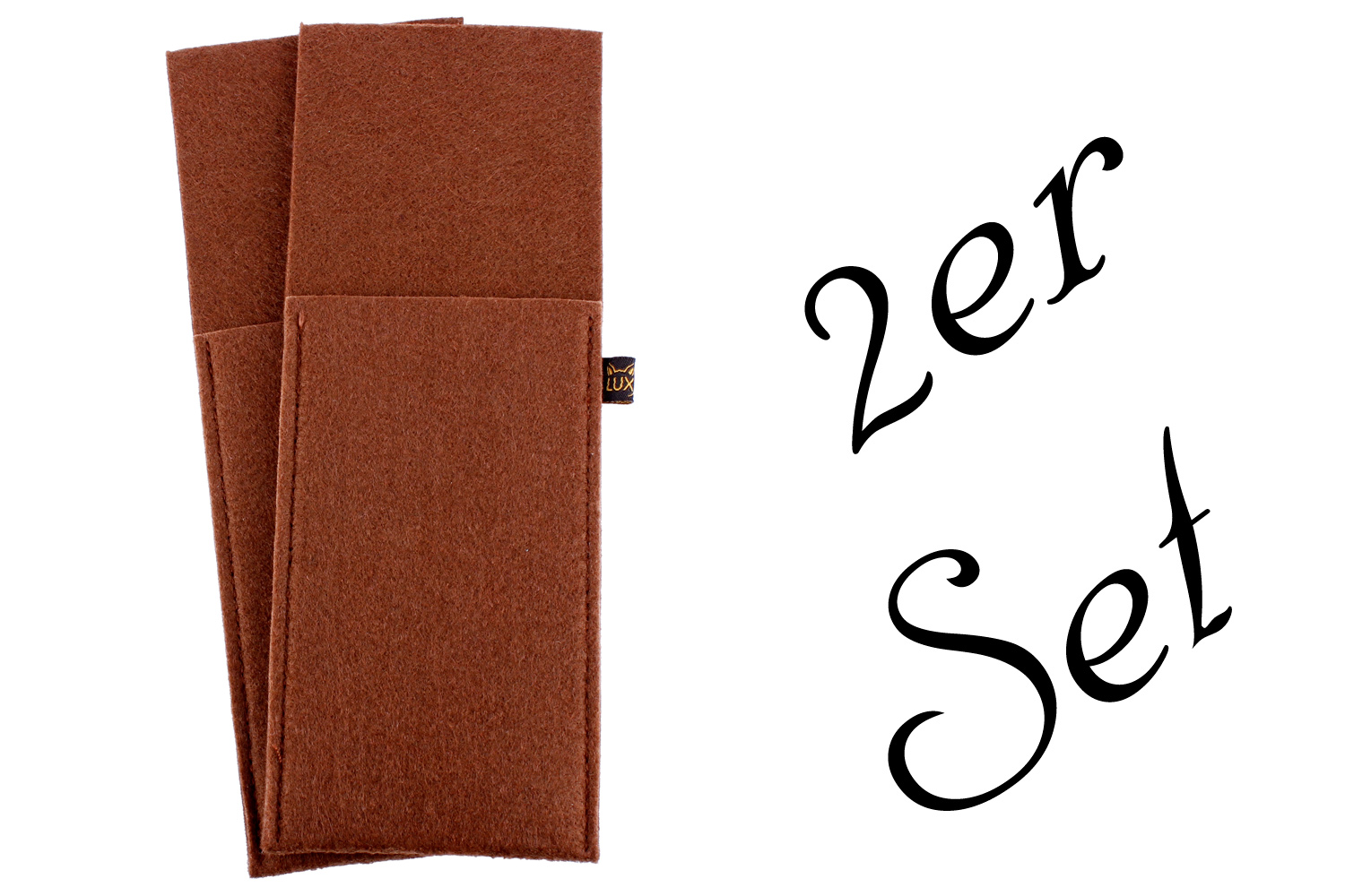 2er Set Bestecktaschen aus Filz in braun (LX1960)
