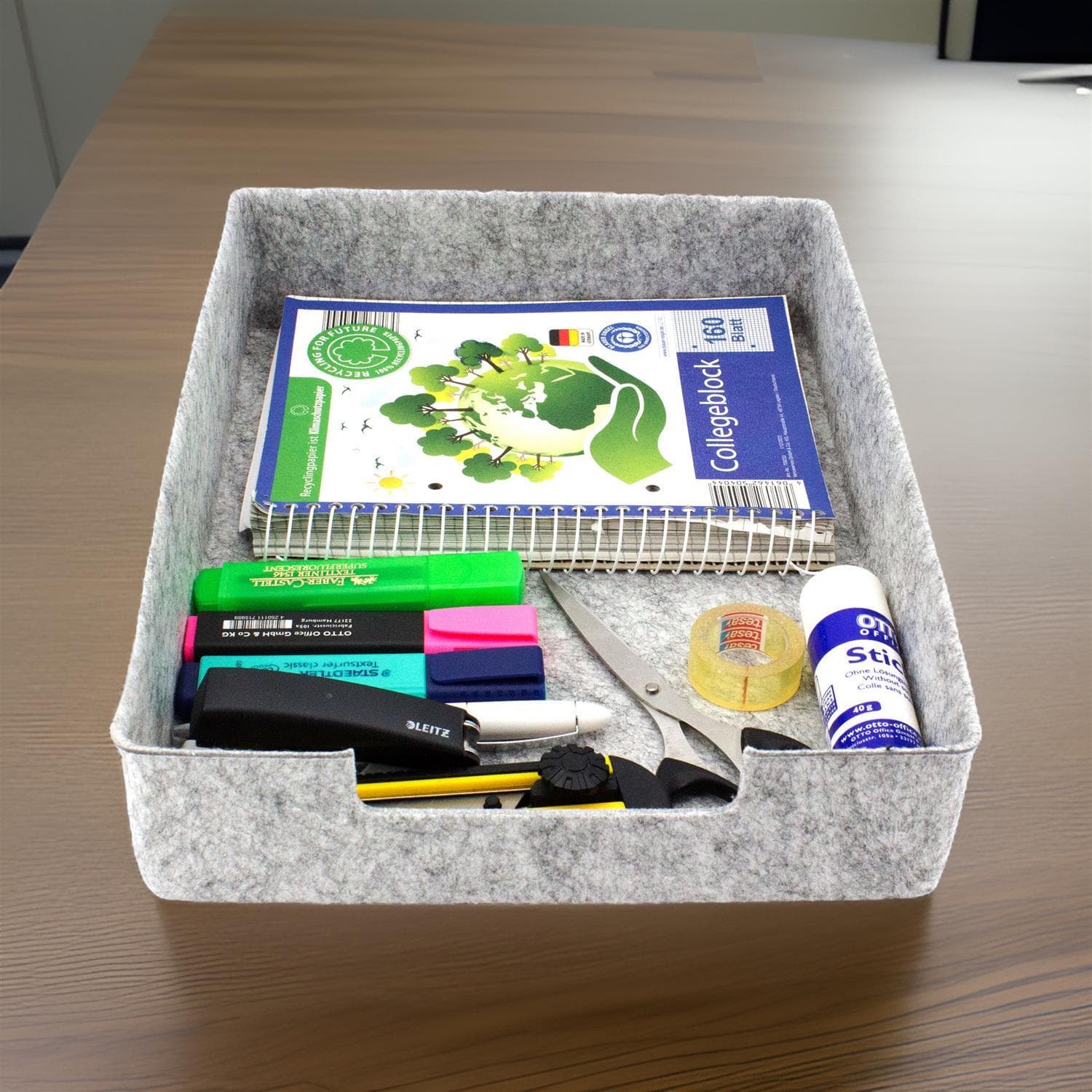 Felt document tray grayish set of 3