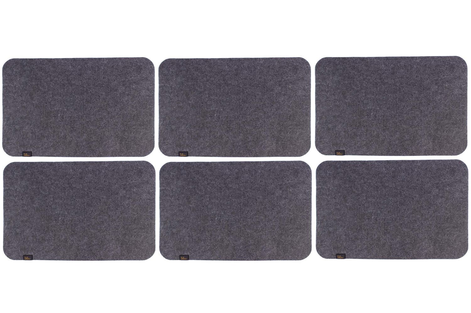 Set of 6 felt place mats in dark grey